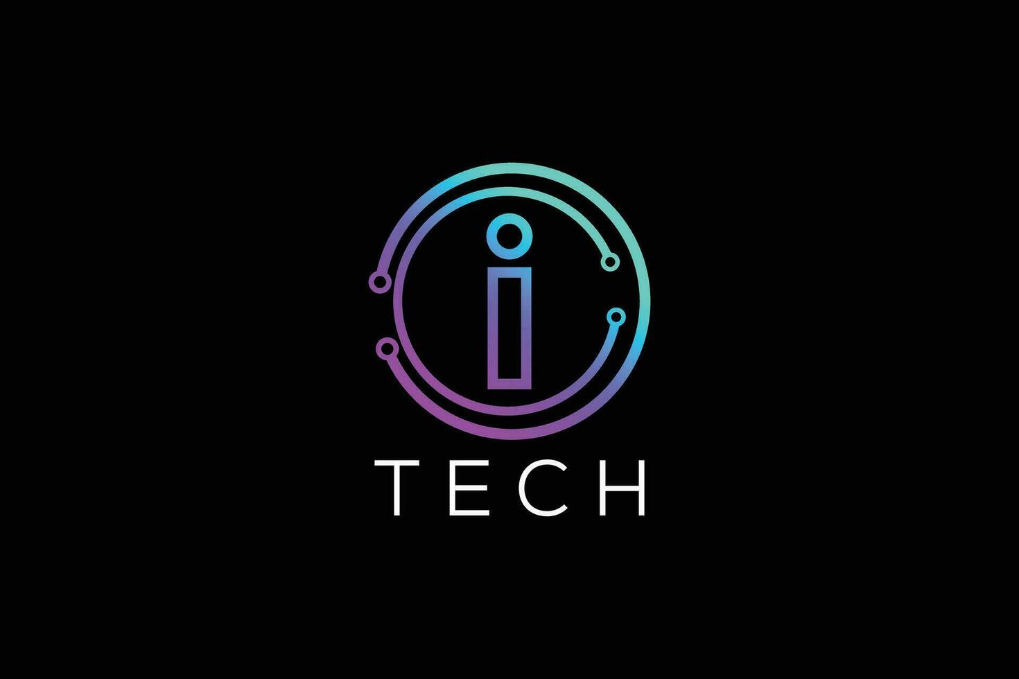 Trendy and Professional Colorful letter i Tech logo design vector template