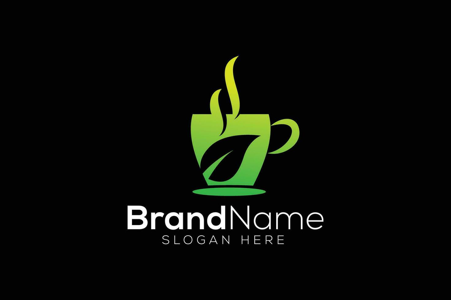 Trendy and minimal green tea or natural tea vector logo design