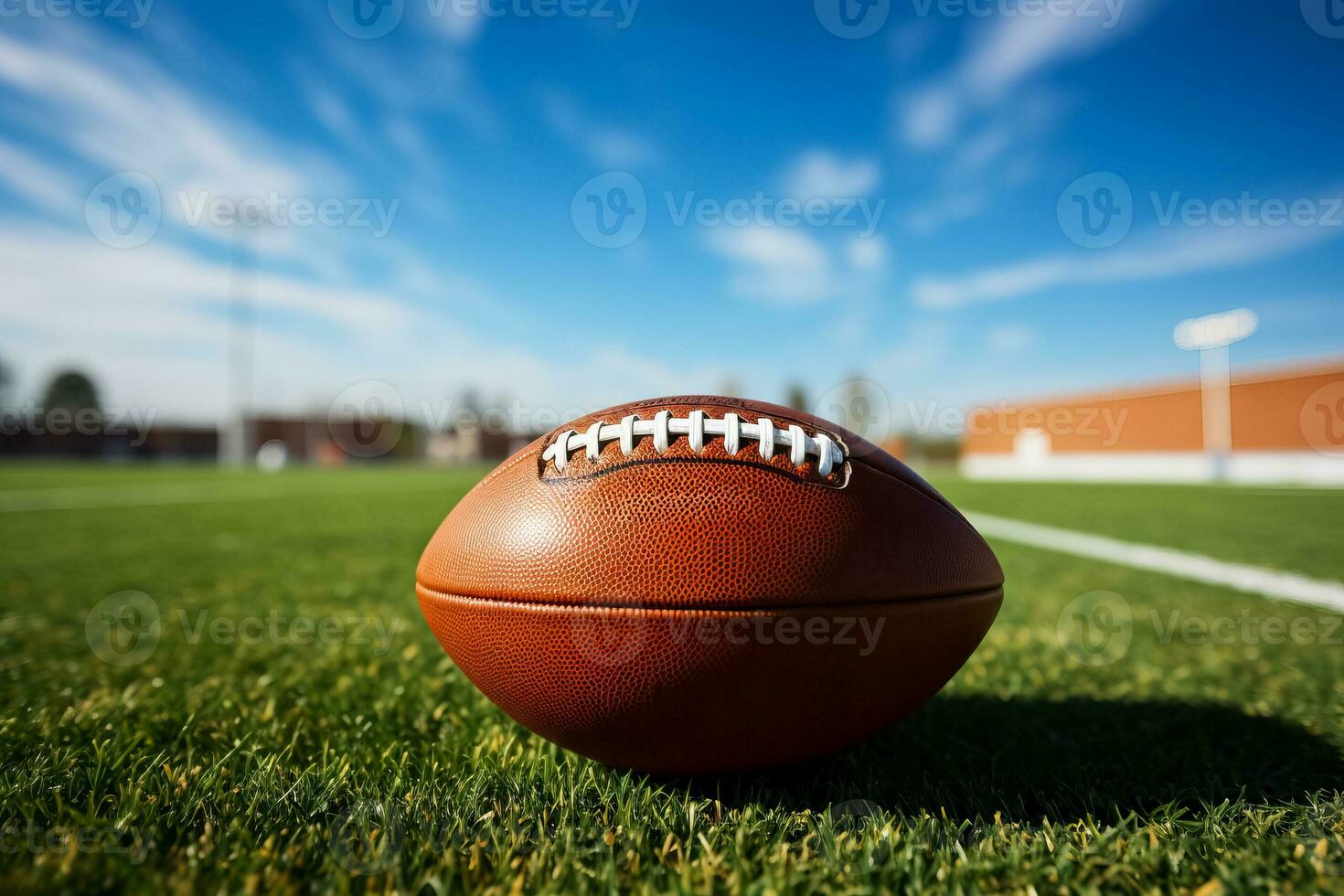 An American football is on the field photo