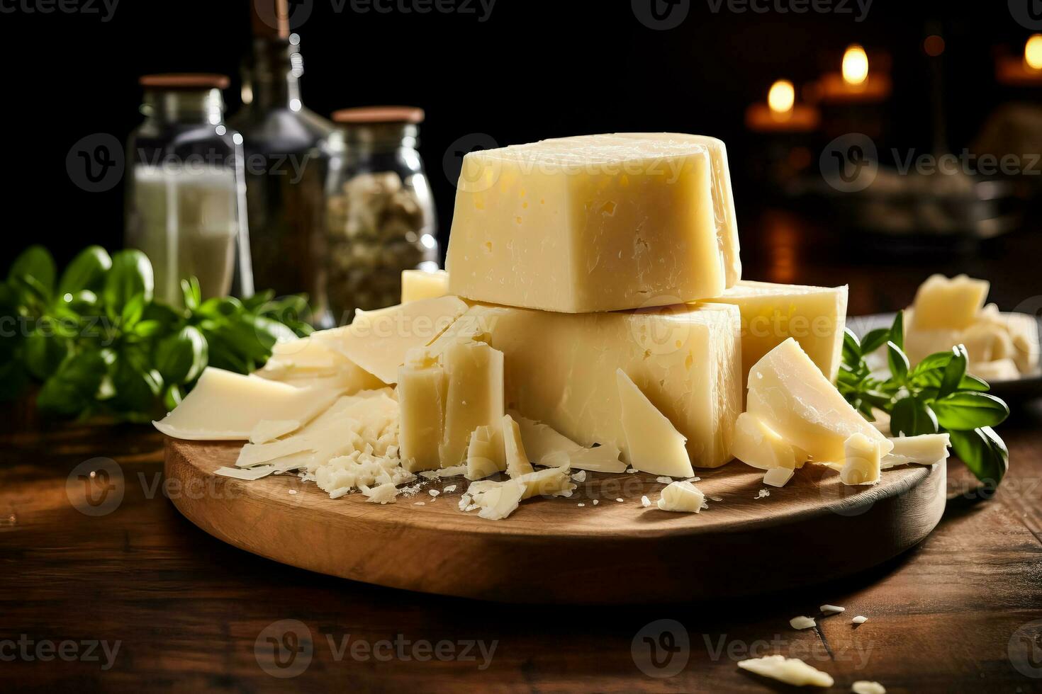 A block of authentic Italian Parmesan cheese perfect for grating or snacking photo