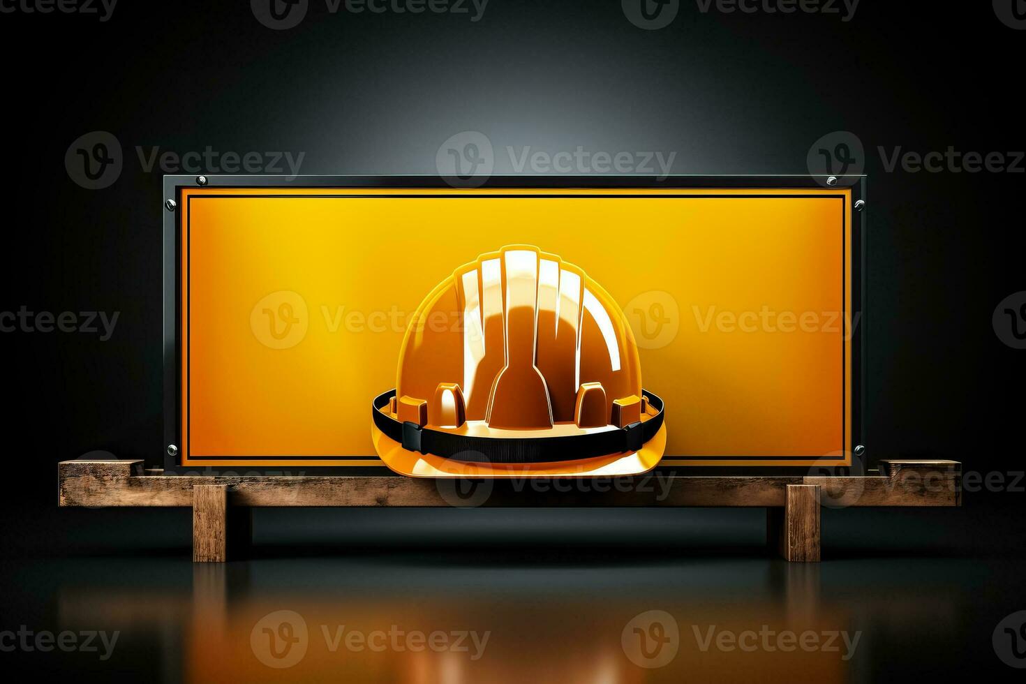 Banner concept of a construction icon representing work safety symbolized by an illustration of a safety sign photo