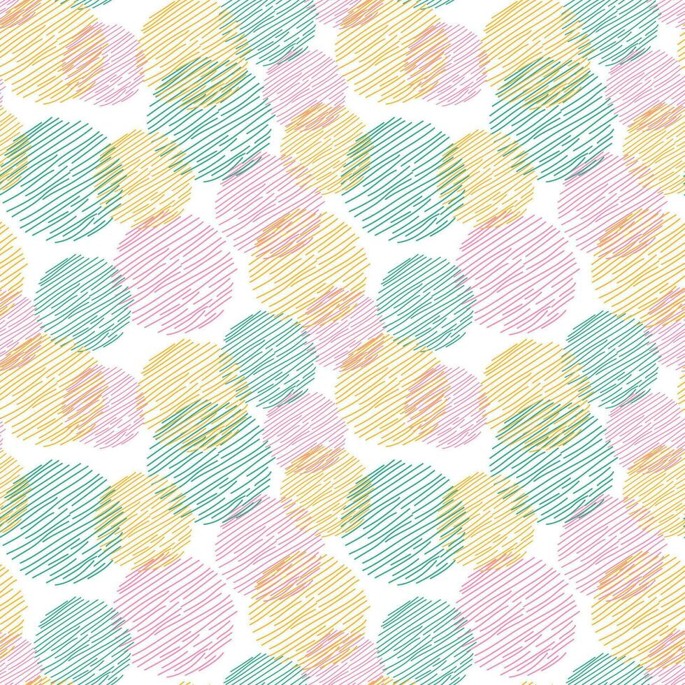 sin costura patrón, geométrico abstracción. vector. círculos de rayas y punteado líneas en verde, rosa, amarillo. redondo geométrico sencillo textura. textil diseño, tarjetas, embalaje, superficie diseño vector