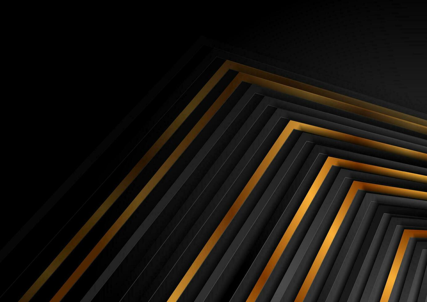 Black and luxury golden curved stripes abstract geometric background vector