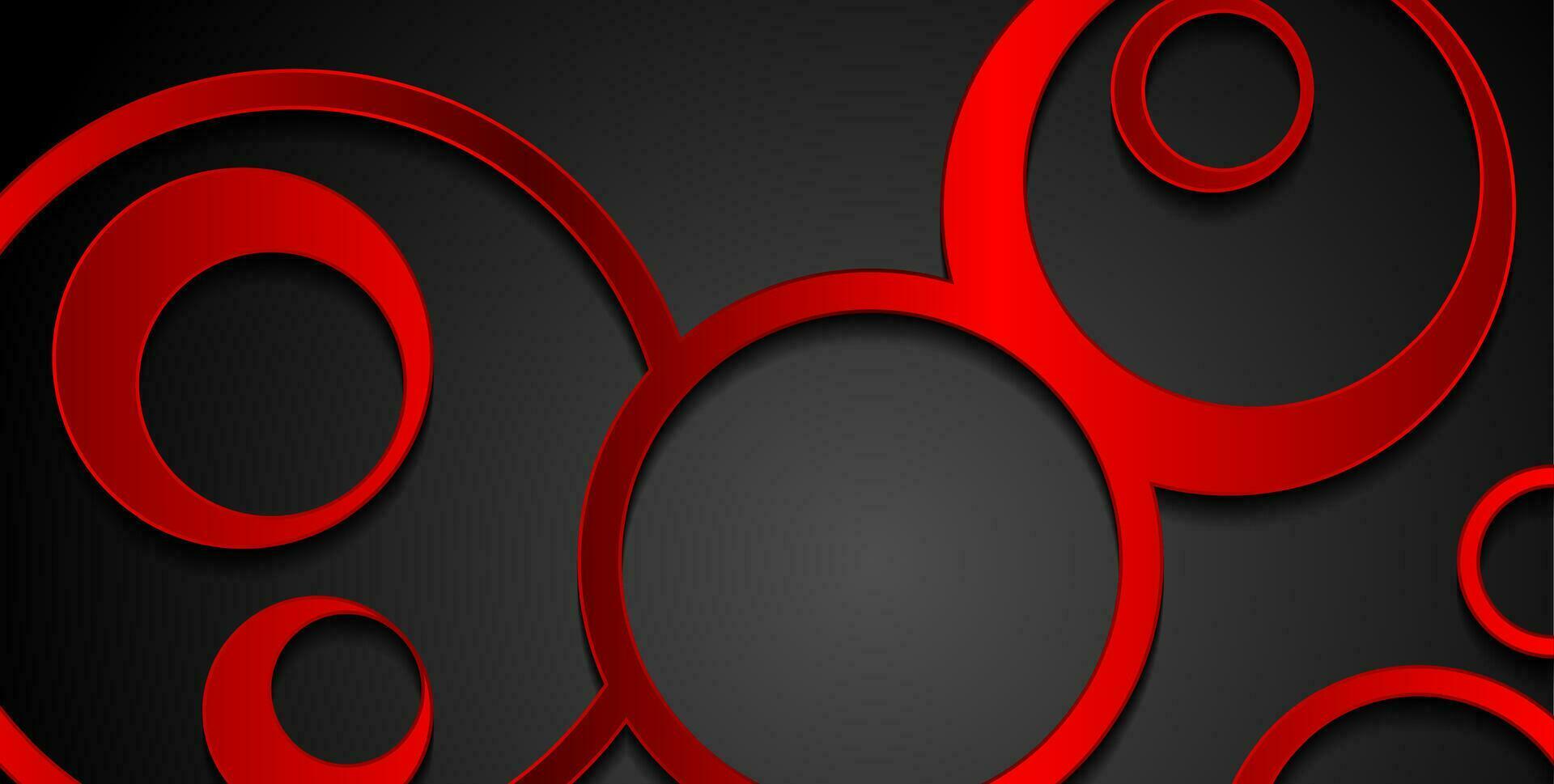 Red glossy circles abstract hi-tech background vector