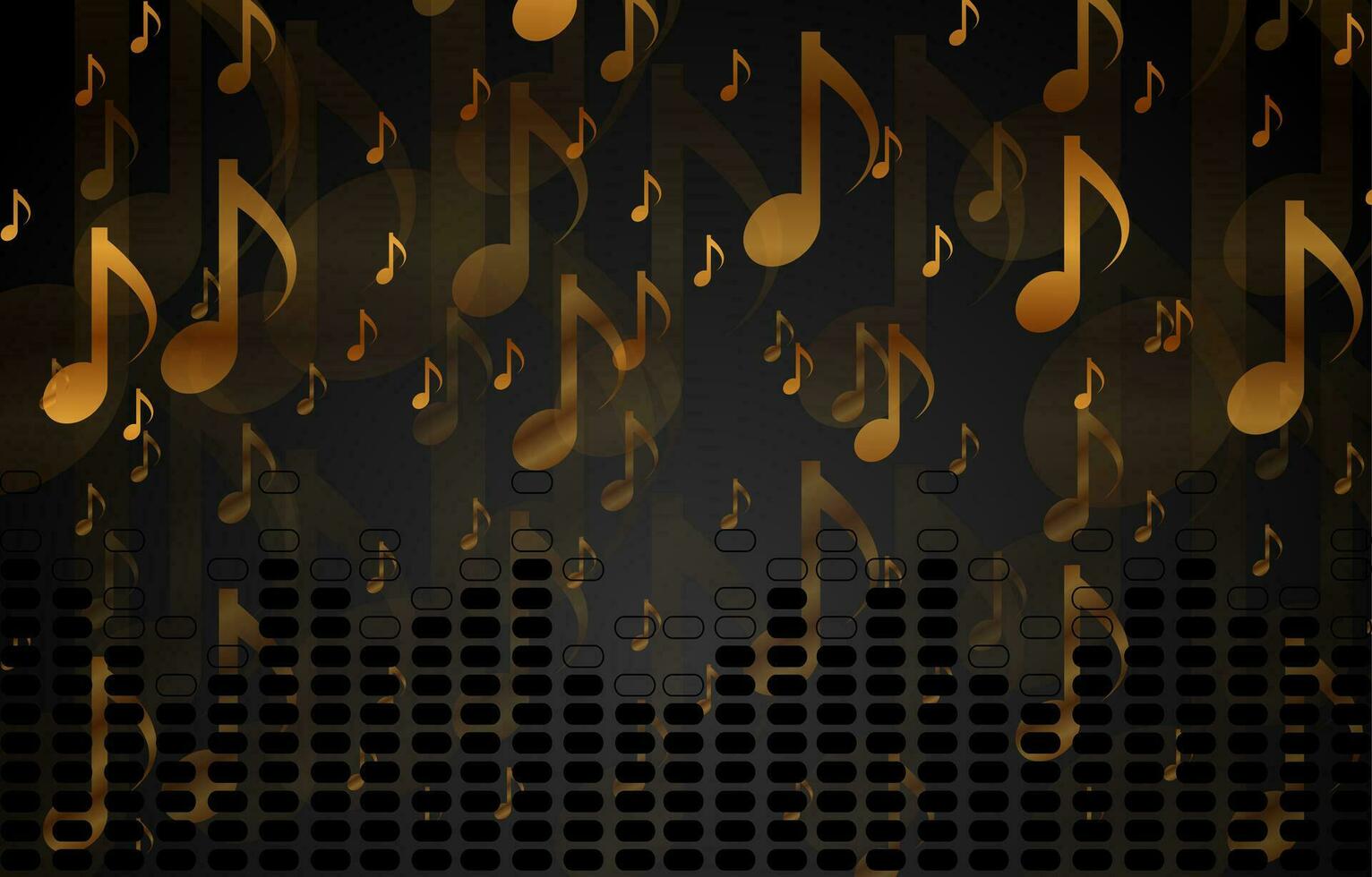 Black and golden abstract music background vector