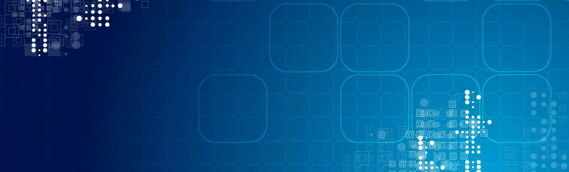 Bright blue geometric banner with small squares and dots vector