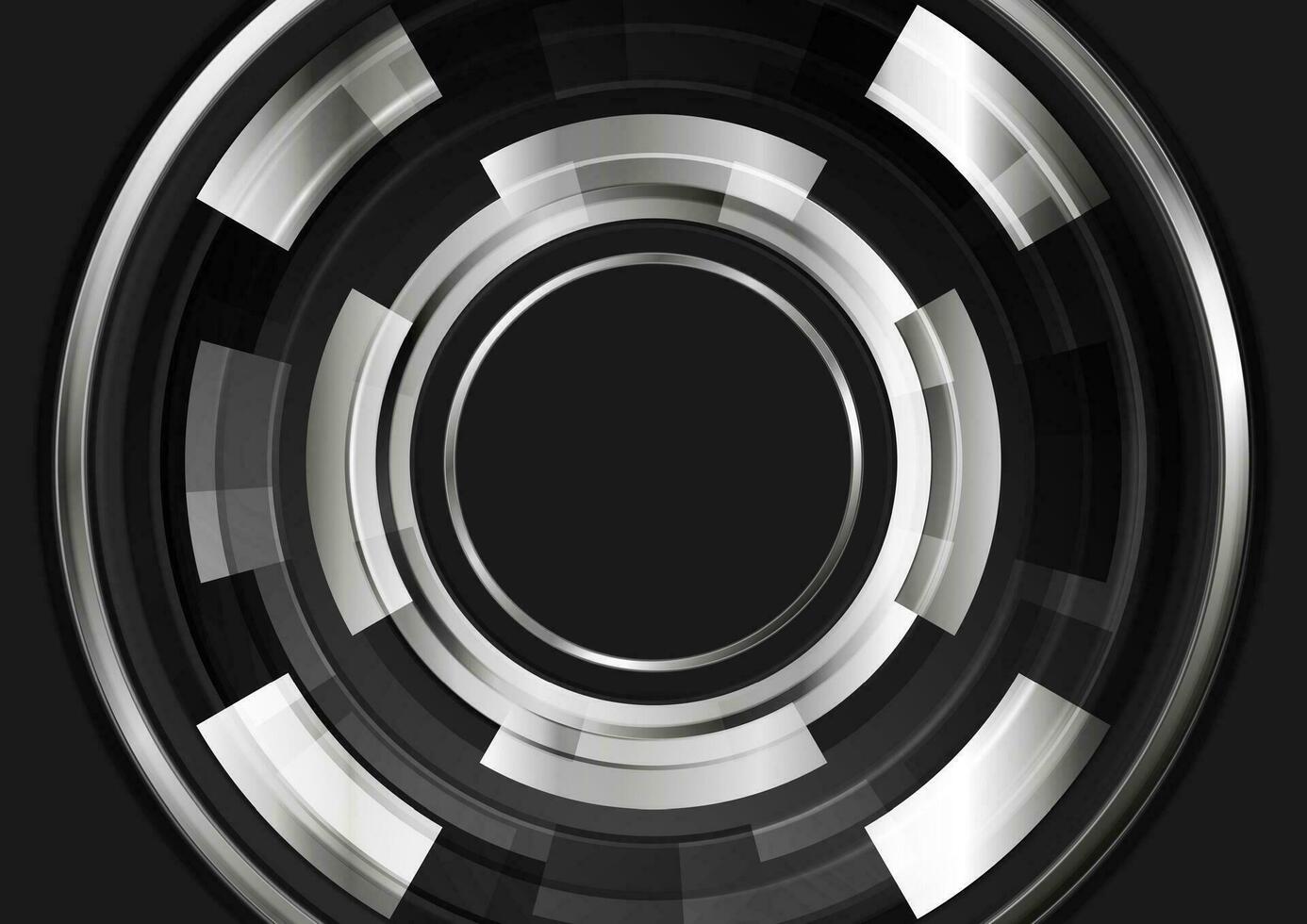 Black and metallic glossy circles gears abstract tech background vector