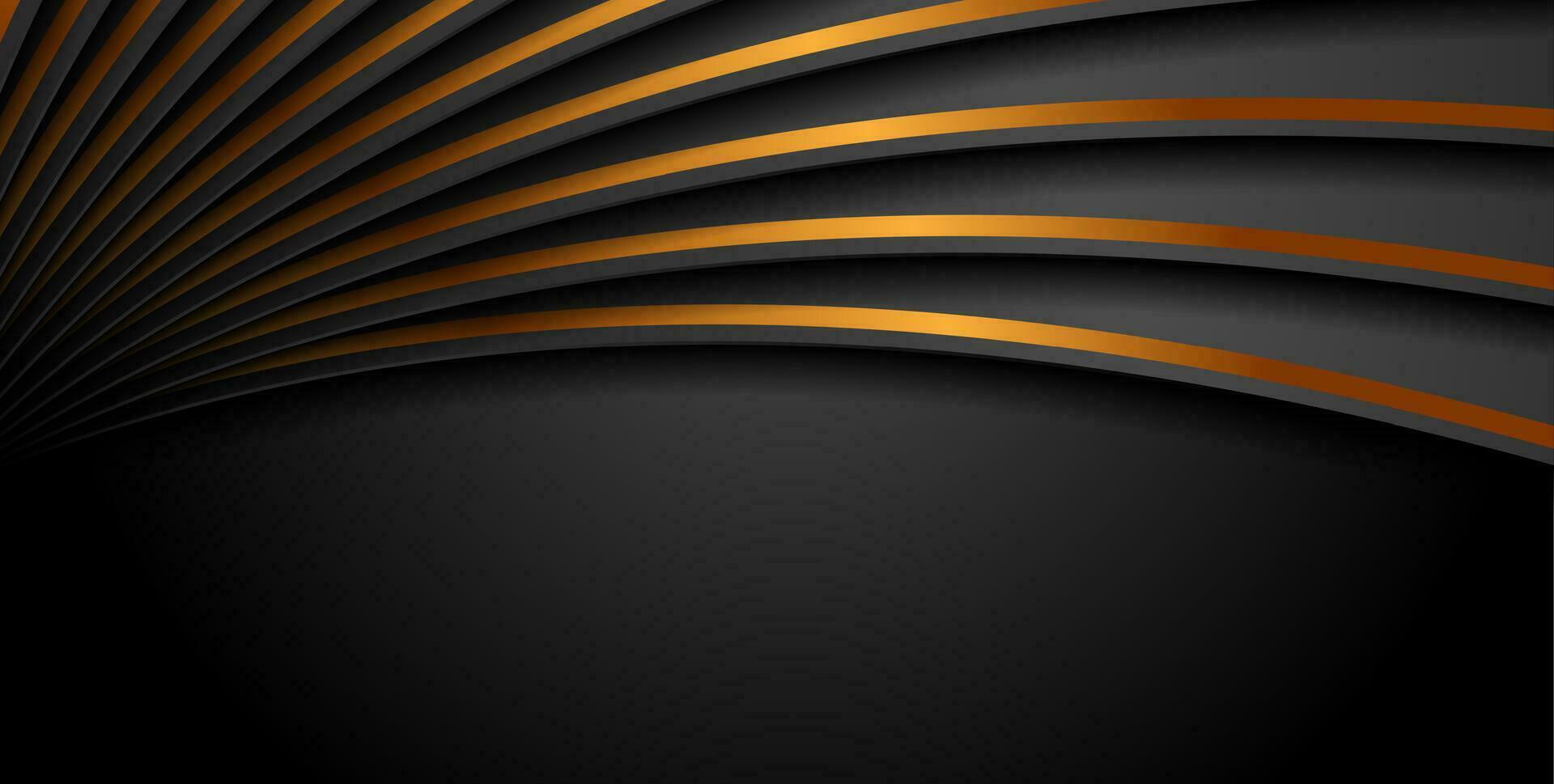 Black and golden waves abstract corporate background vector