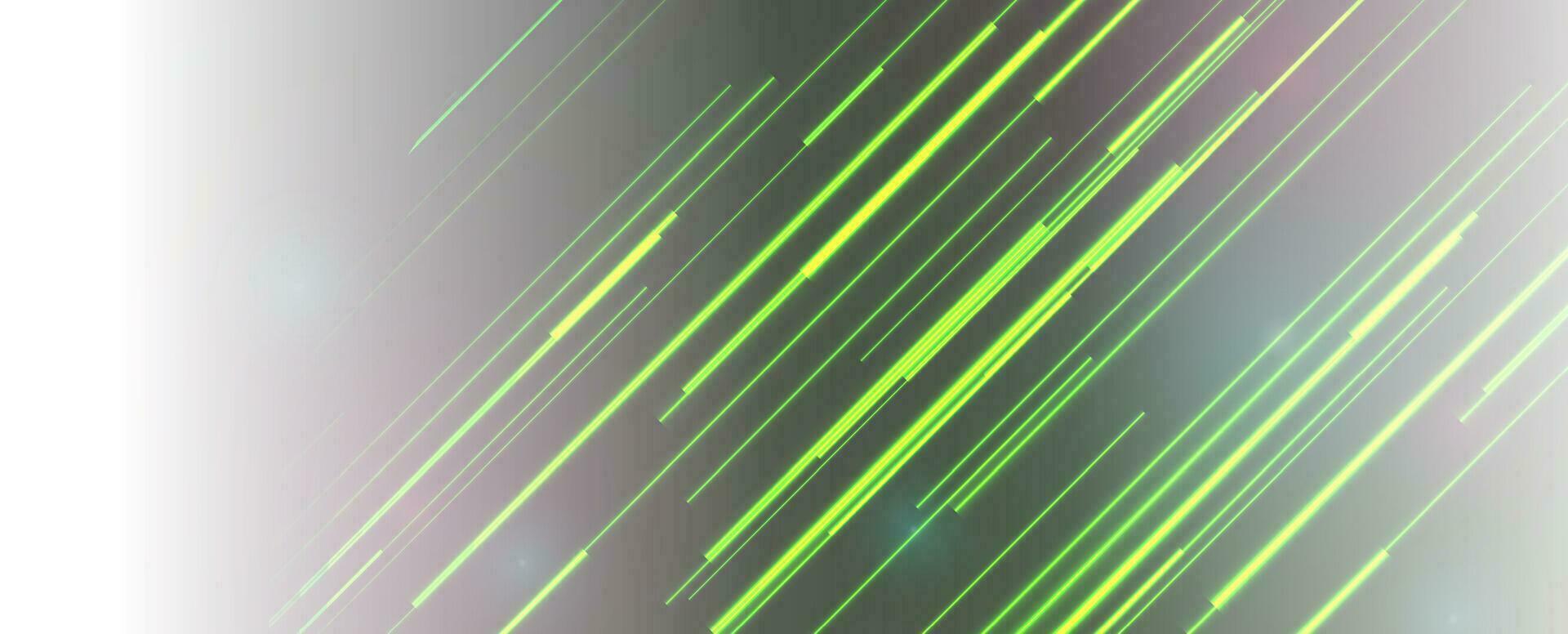 Bright green neon lines abstract tech background vector