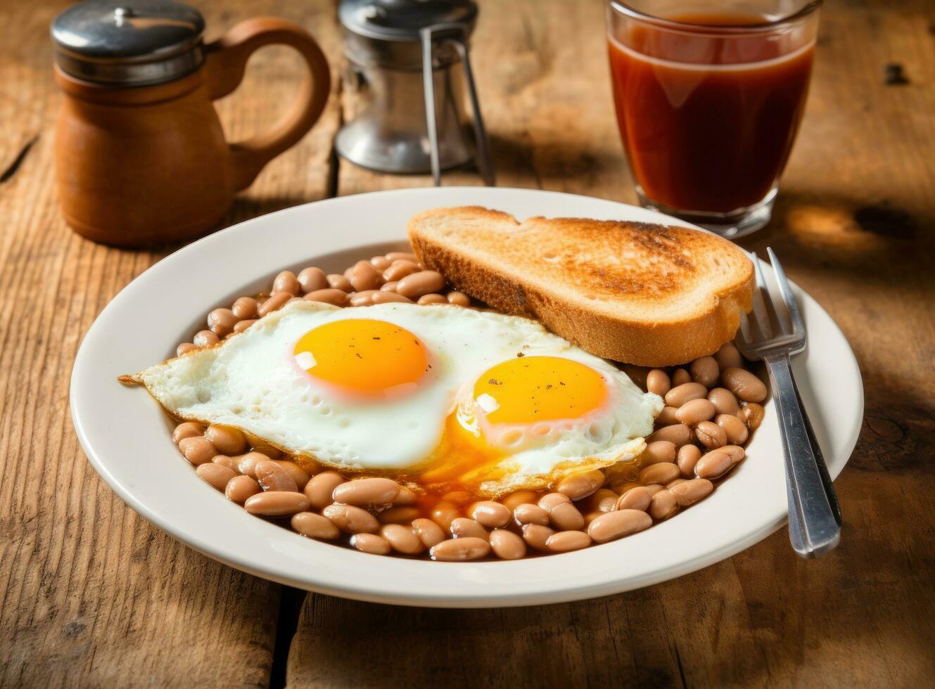 English breakfast with fried eggs and bacon photo