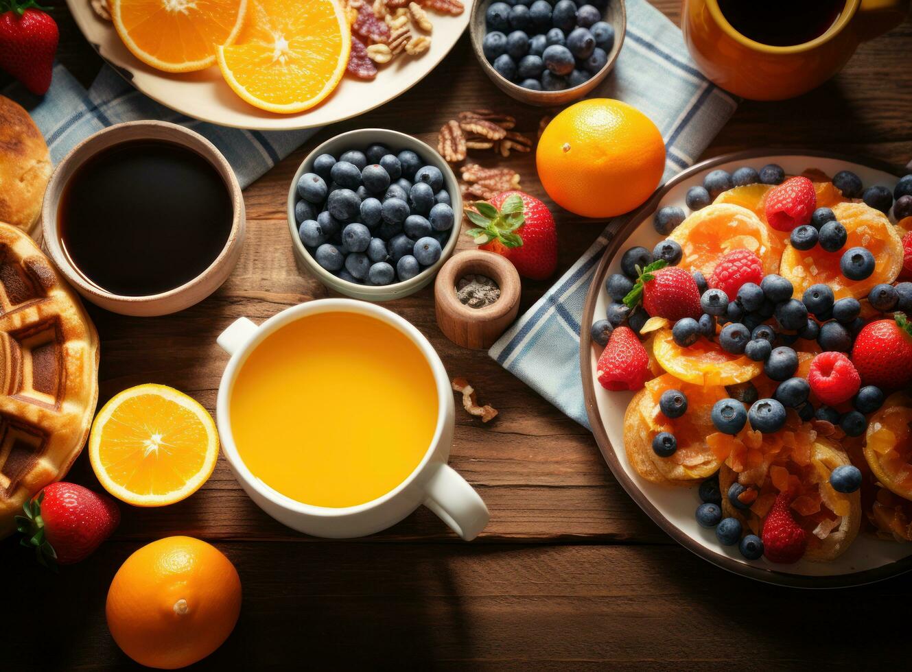 Sweet breakfast with fruits photo