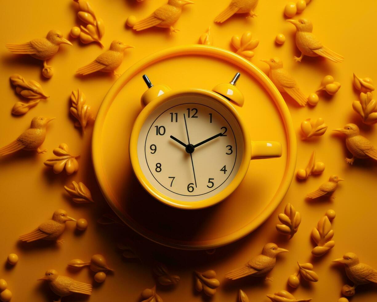 Coffee time concept in yellow colors photo