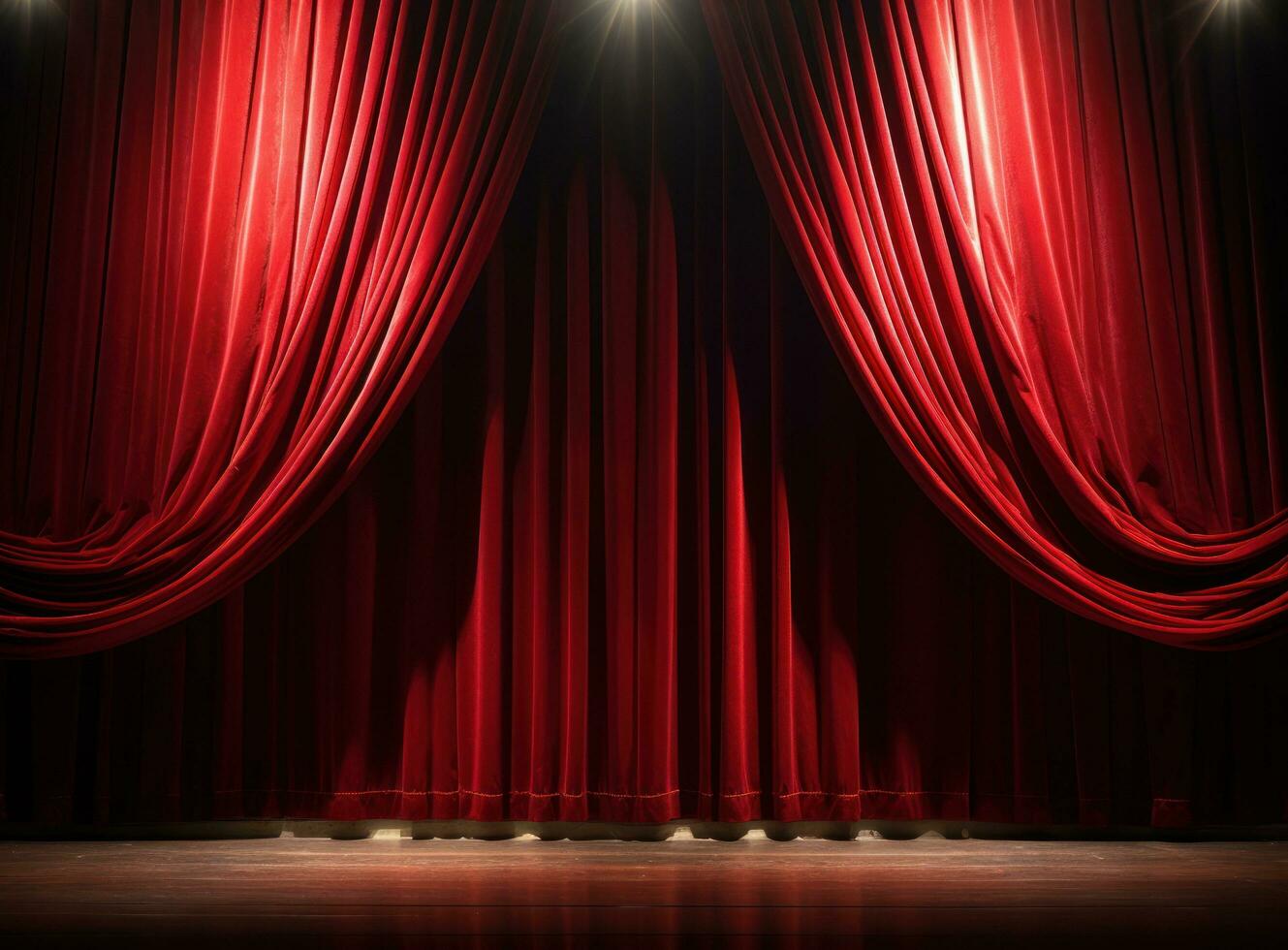 un rojo cortinas en teatro foto