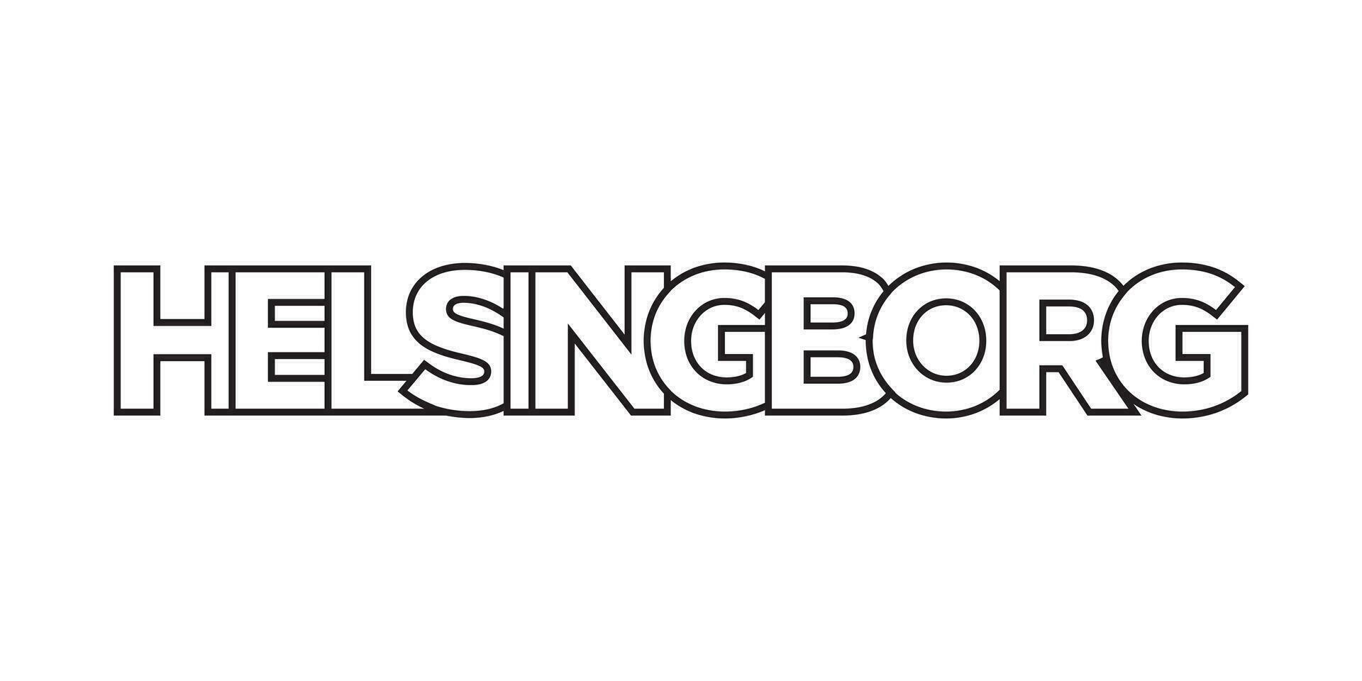 Helsingborg in the Sweden emblem. The design features a geometric style, vector illustration with bold typography in a modern font. The graphic slogan lettering.