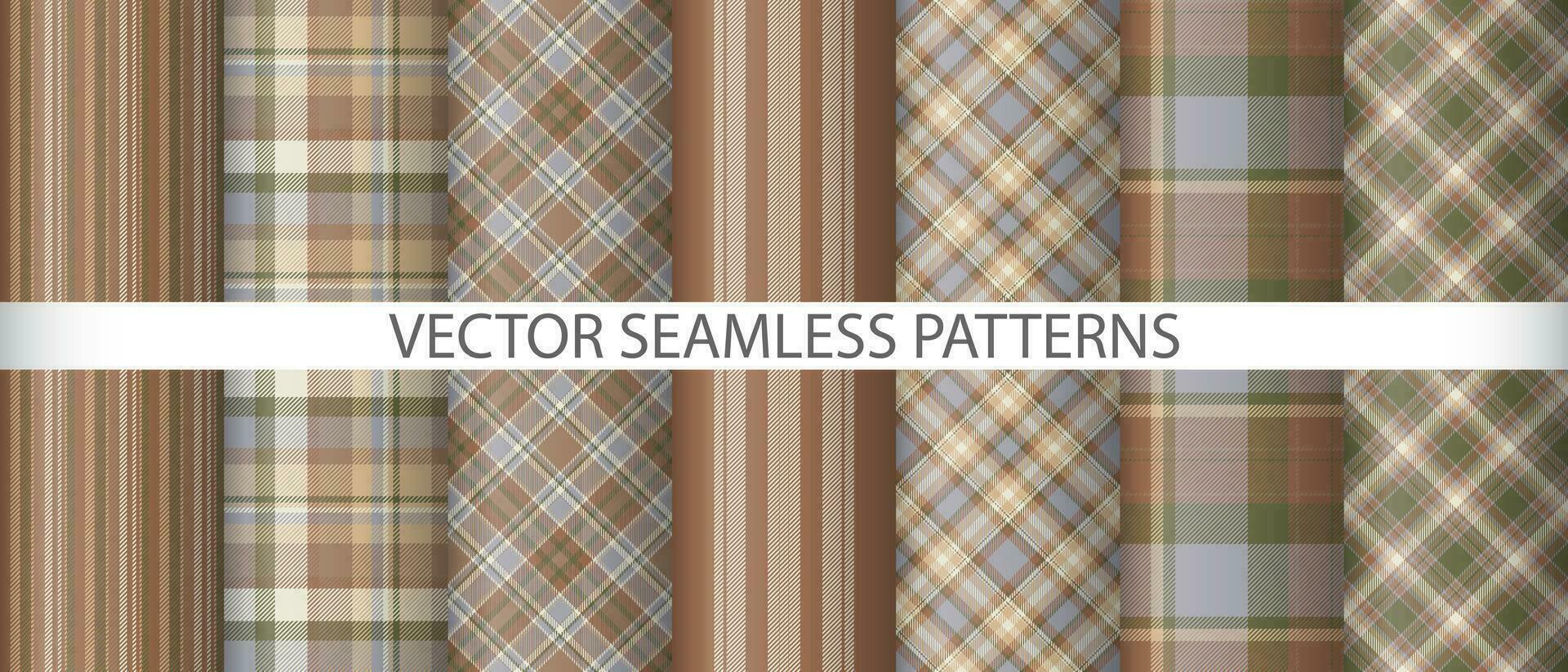 Set texture tartan pattern. Check vector background. Plaid textile seamless fabric.