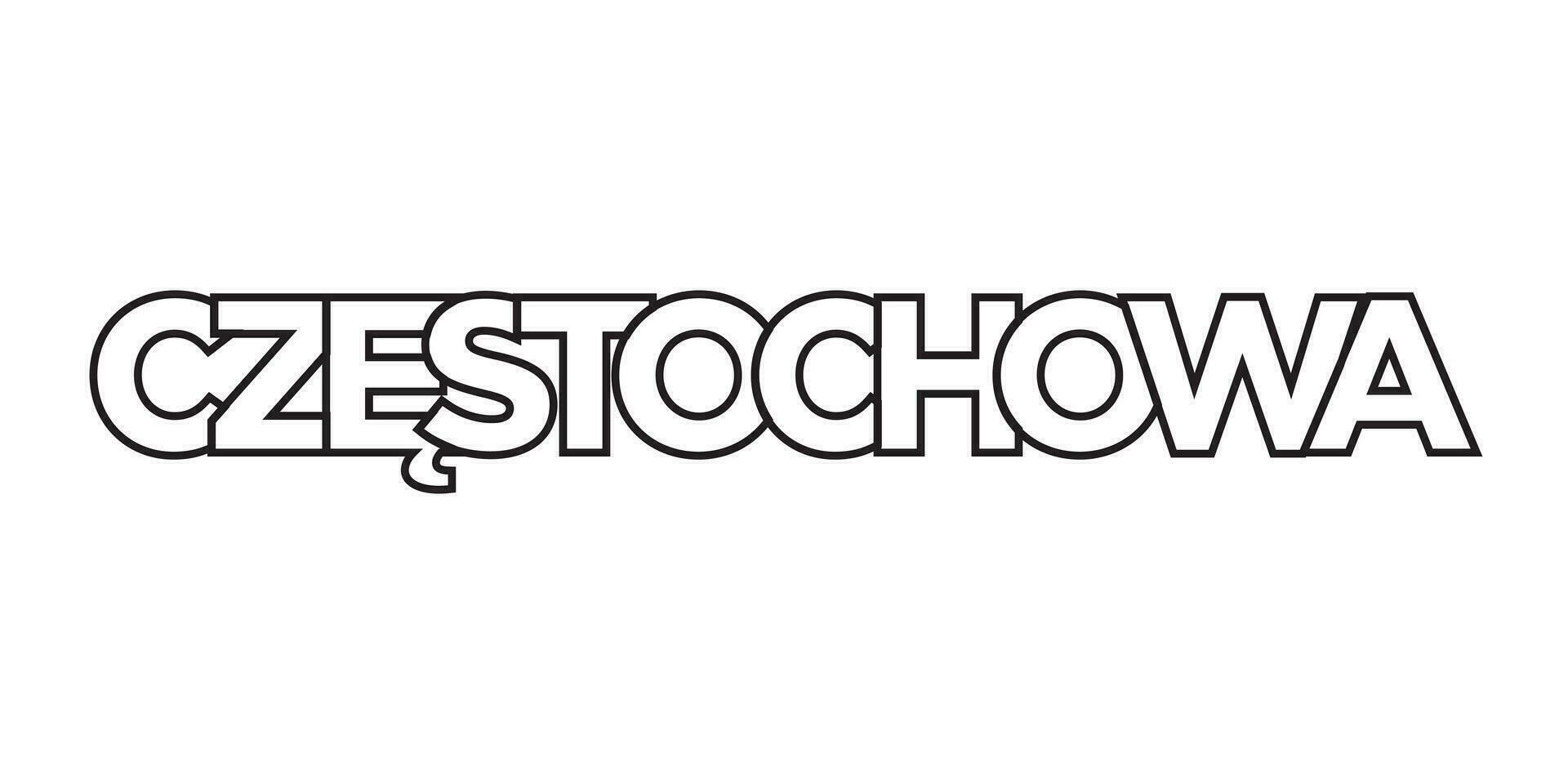 czestochowa en el Polonia emblema. el diseño caracteristicas un geométrico estilo, vector ilustración con negrita tipografía en un moderno fuente. el gráfico eslogan letras.