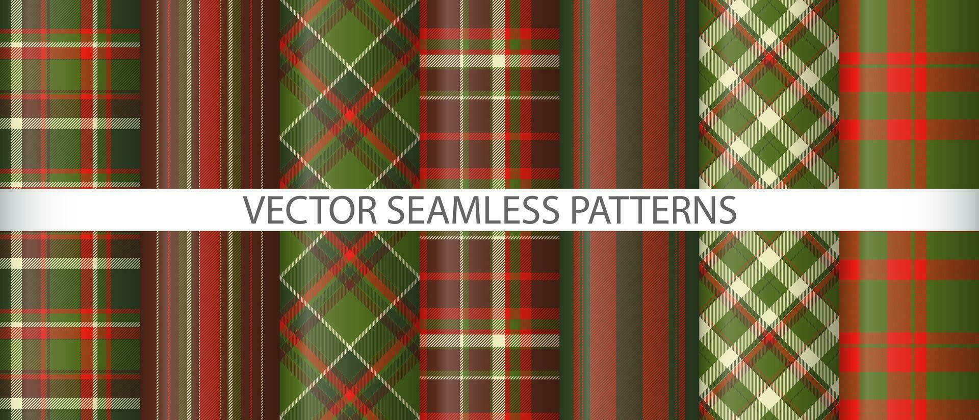 Set vector texture textile. Plaid seamless check. Fabric tartan pattern background.