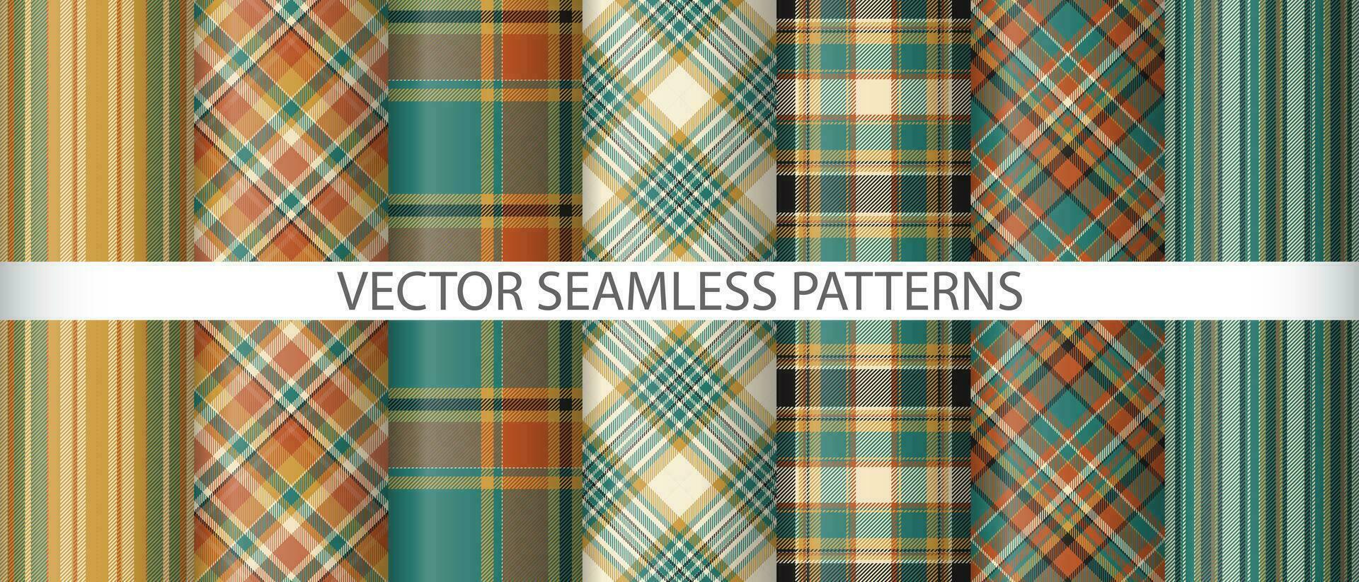 Set pattern background tartan. Check plaid texture. Fabric textile seamless vector. vector