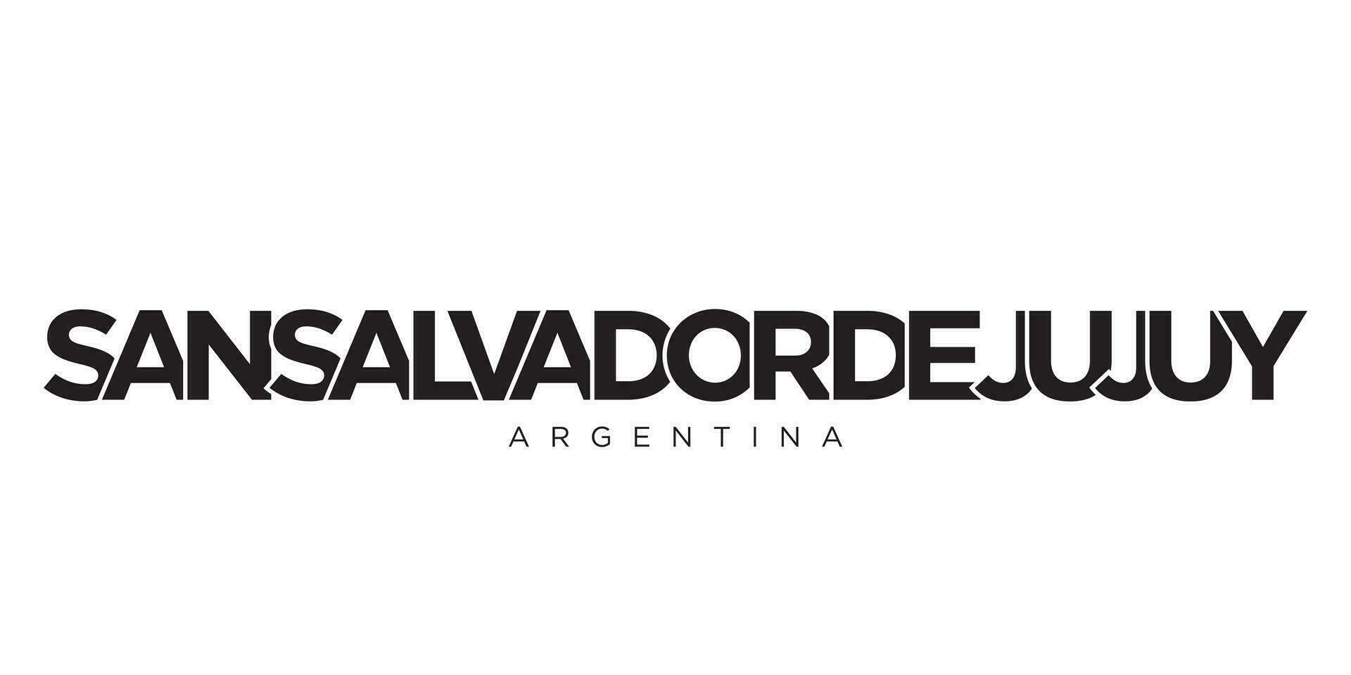San Salvador de Jujuy in the Argentina emblem. The design features a geometric style, vector illustration with bold typography in a modern font. The graphic slogan lettering.