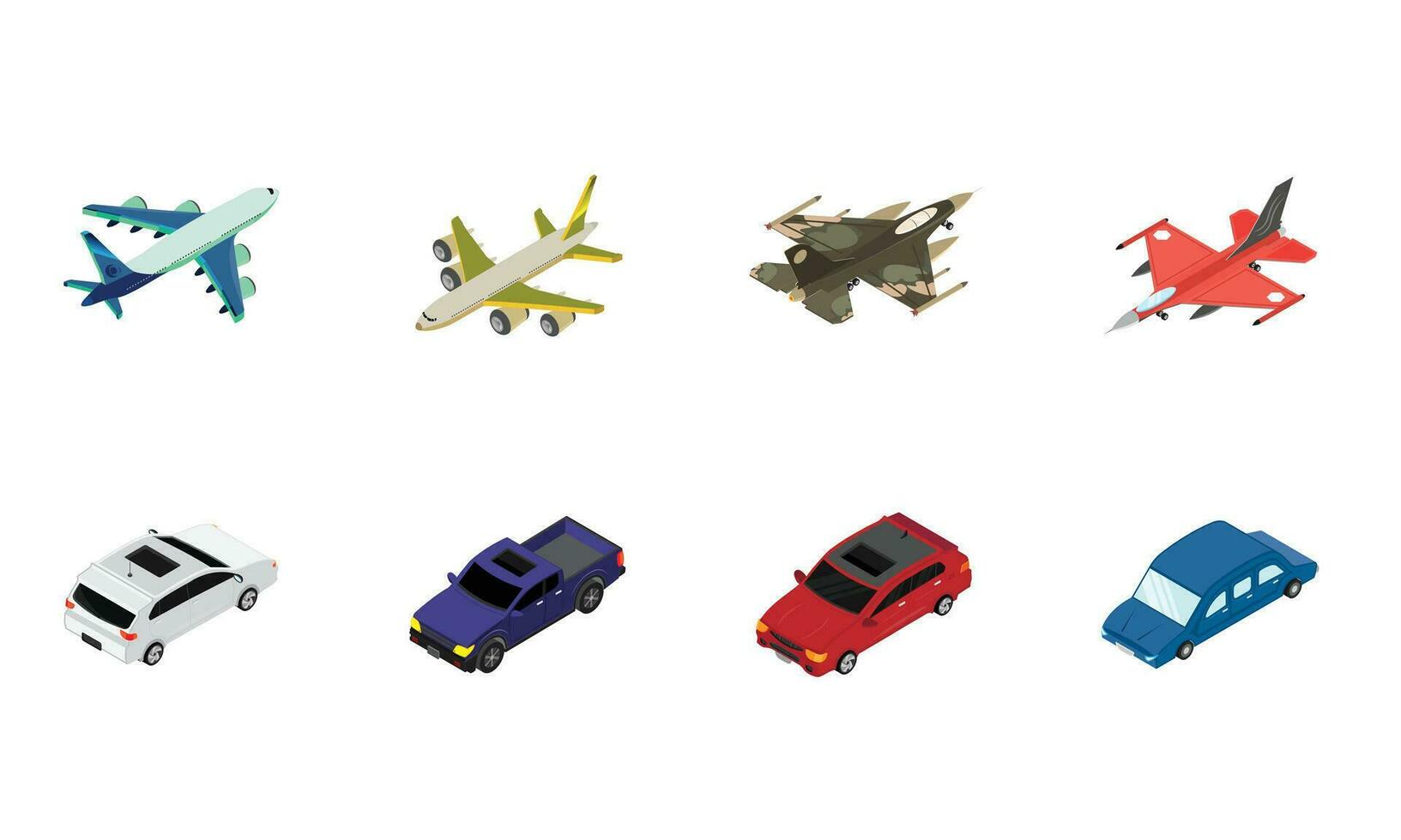 Isometric Transportation Icons Pack vector