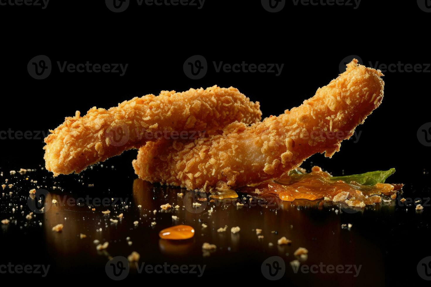 Fried chicken Wings with Kethcup, Generative AI photo