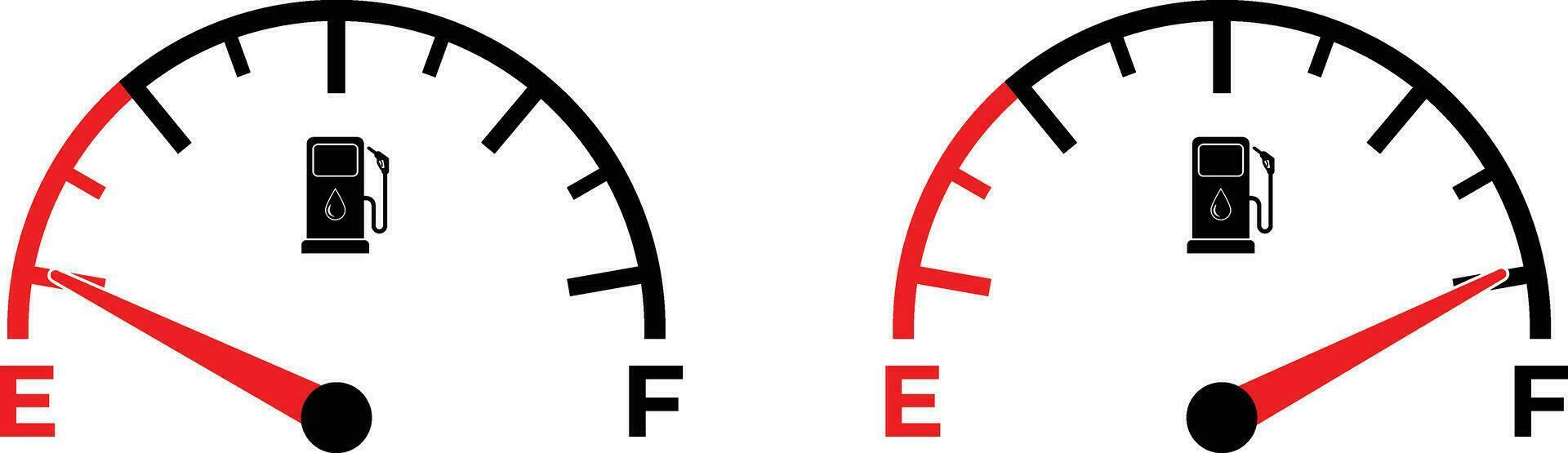 Empty and Full Fuel Gauge, Gas Pump Icon vector