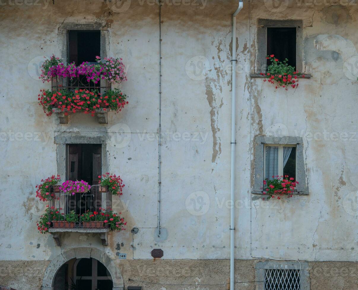 House adorned with flowers photo