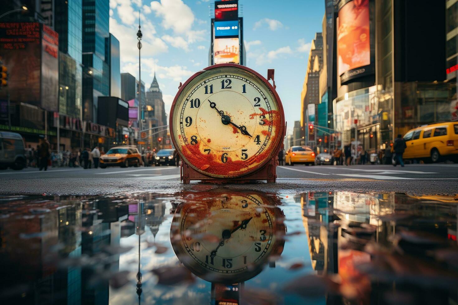Vintage clock on the Road photo
