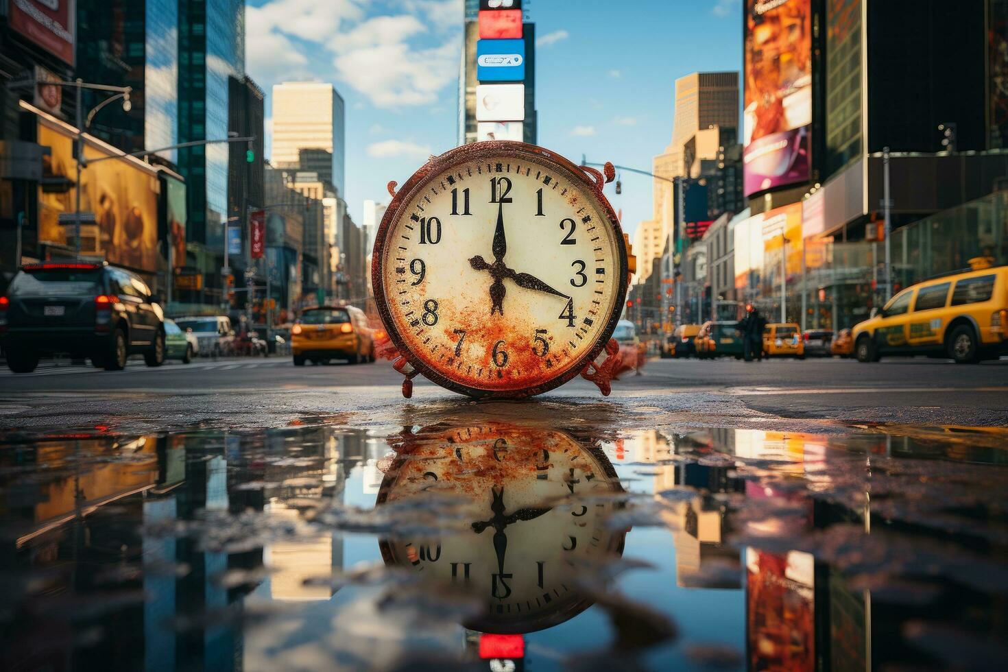 redondo reloj a nuevo York ciudad foto