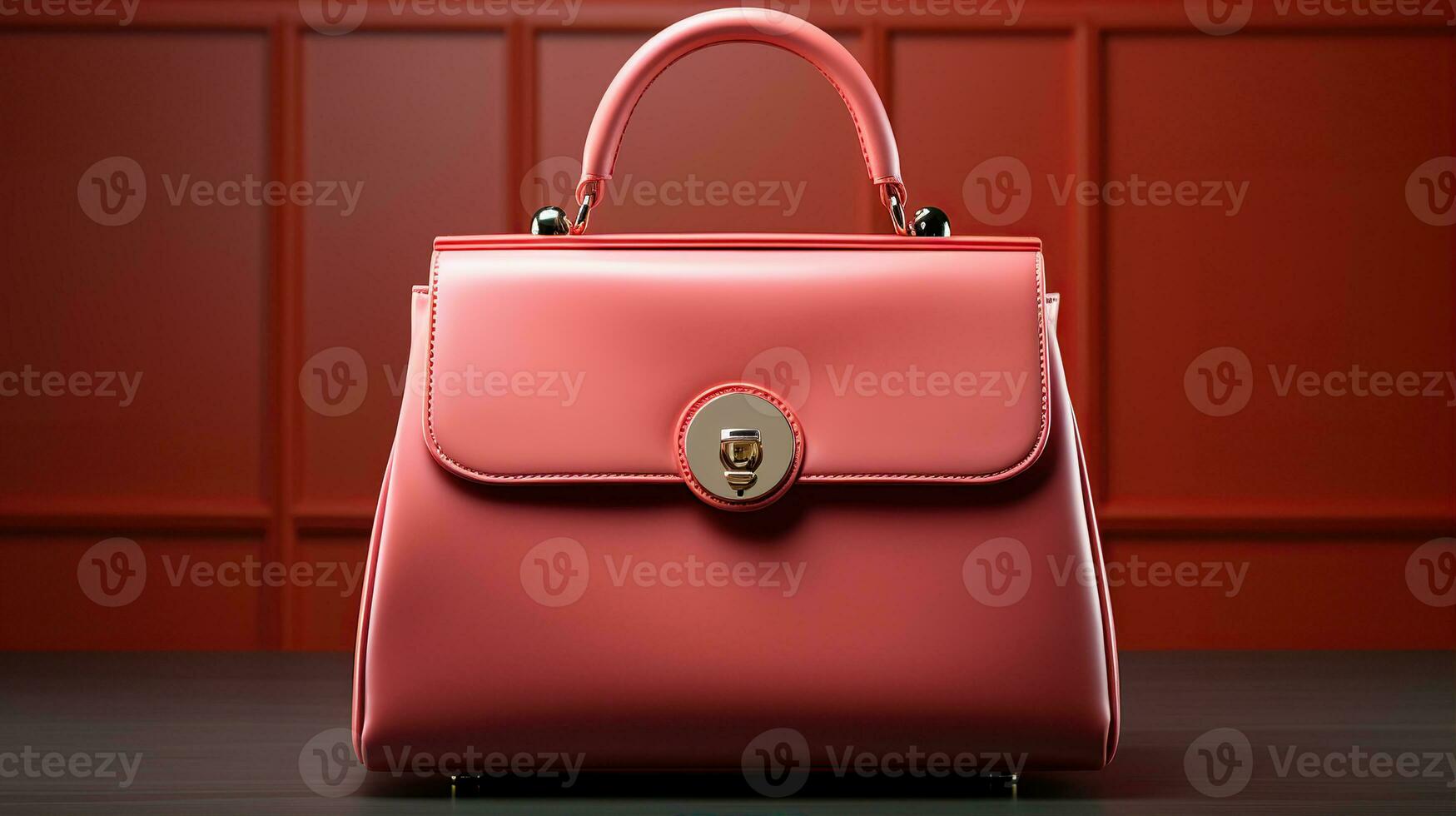 Luxury Leather Handbag and minimalistic backdrop. Created with Generative AI photo