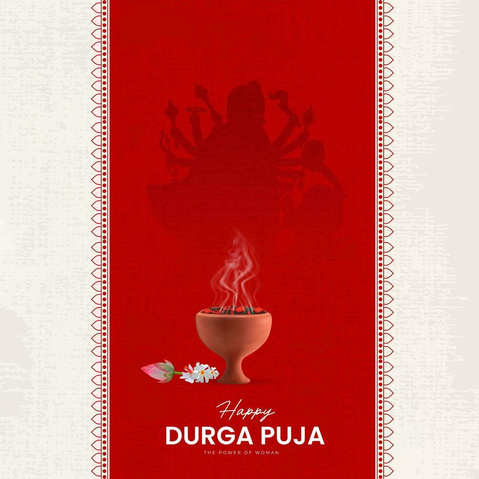 Goddess Maa Durga Face in Happy Durga Puja, Dussehra, and Navratri Celebration Concept for Web Banner, Poster, Social Media Post, and Flyer Advertising vector