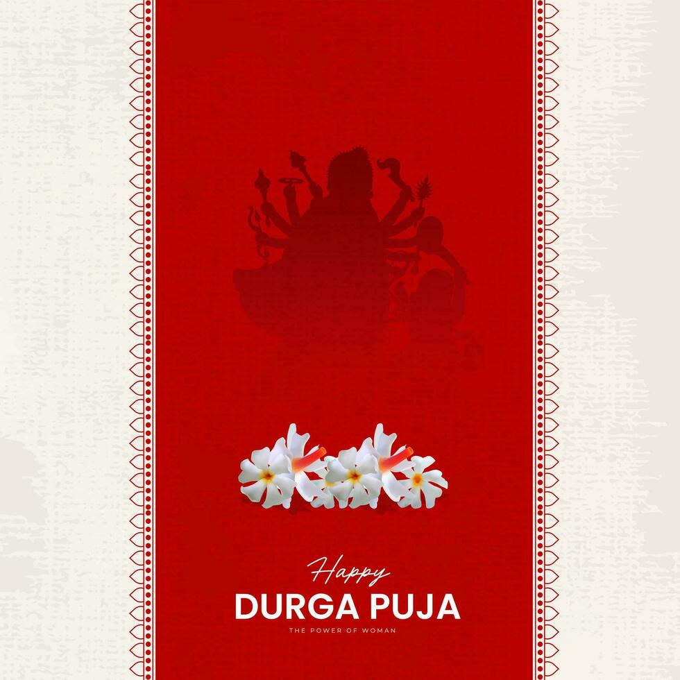 Goddess Maa Durga Face in Happy Durga Puja, Dussehra, and Navratri Celebration Concept for Web Banner, Poster, Social Media Post, and Flyer Advertising vector