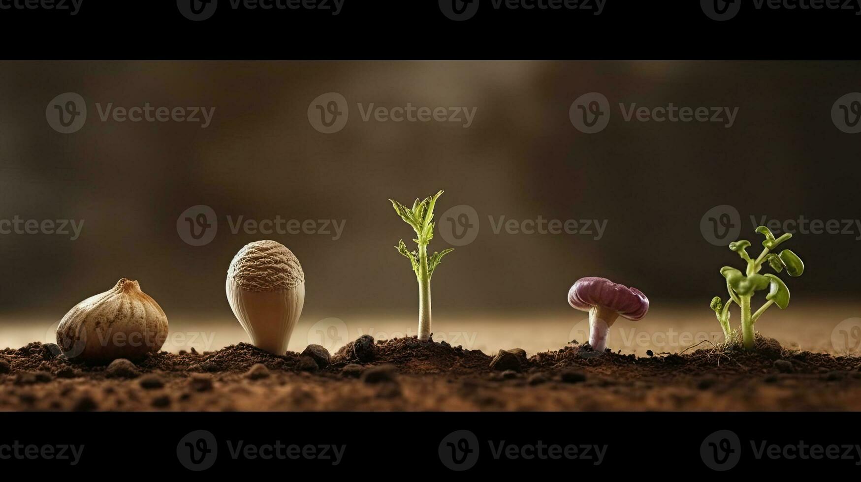 Germinating Seeds of Vegetable on the Earth in various seasons, AI Generated photo