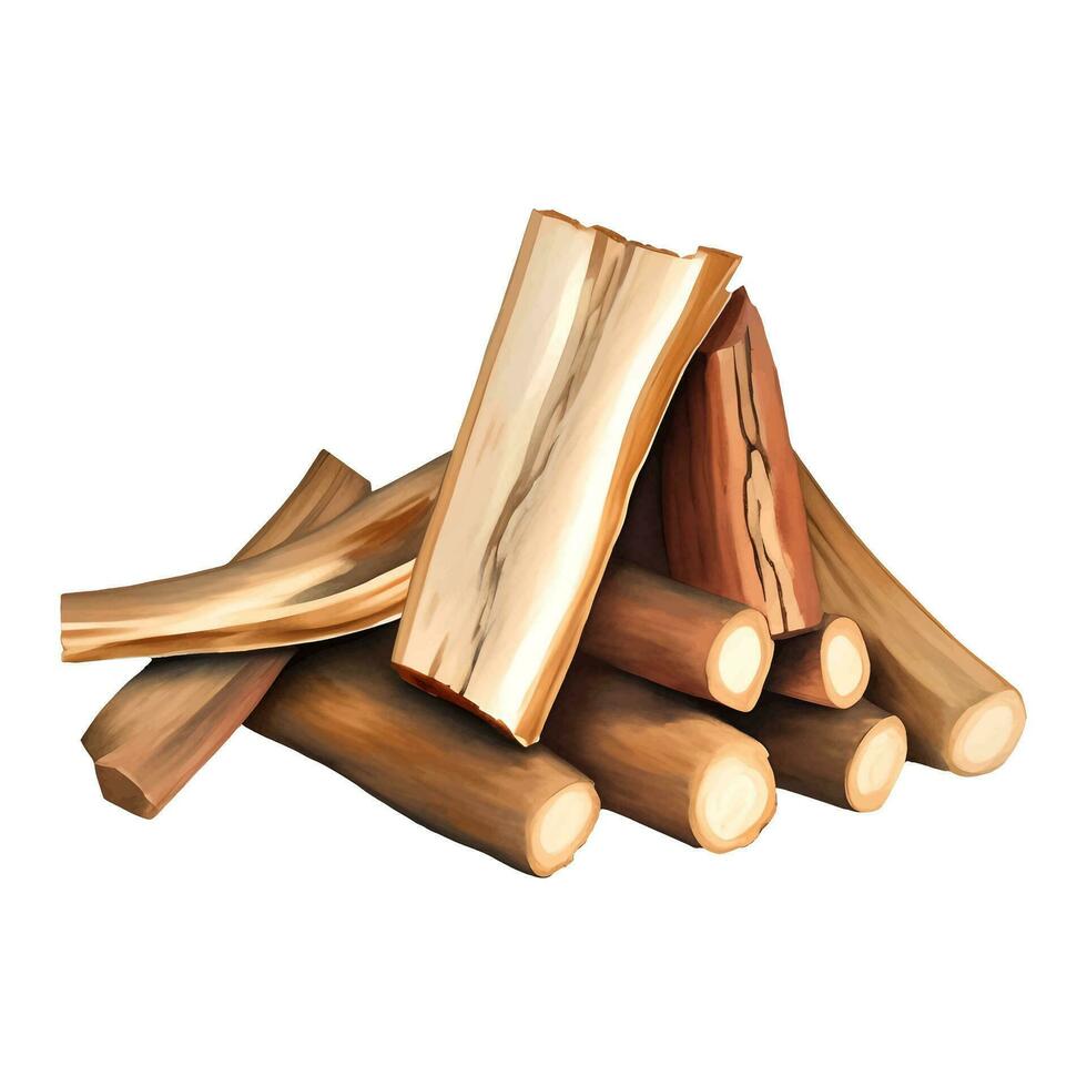 Stacked Wood Isolated Detailed Hand Drawn Painting Illustration vector