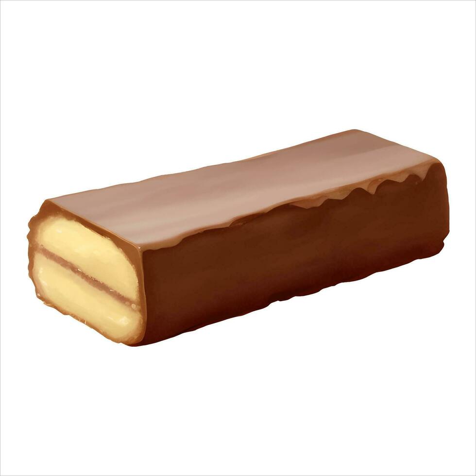 Wafer with Chocolate Glaze Isolated Detailed Hand Drawn Painting Illustration vector