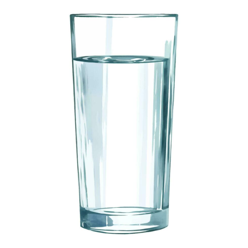 vaso de agua aislado mano dibujado pintura ilustración vector