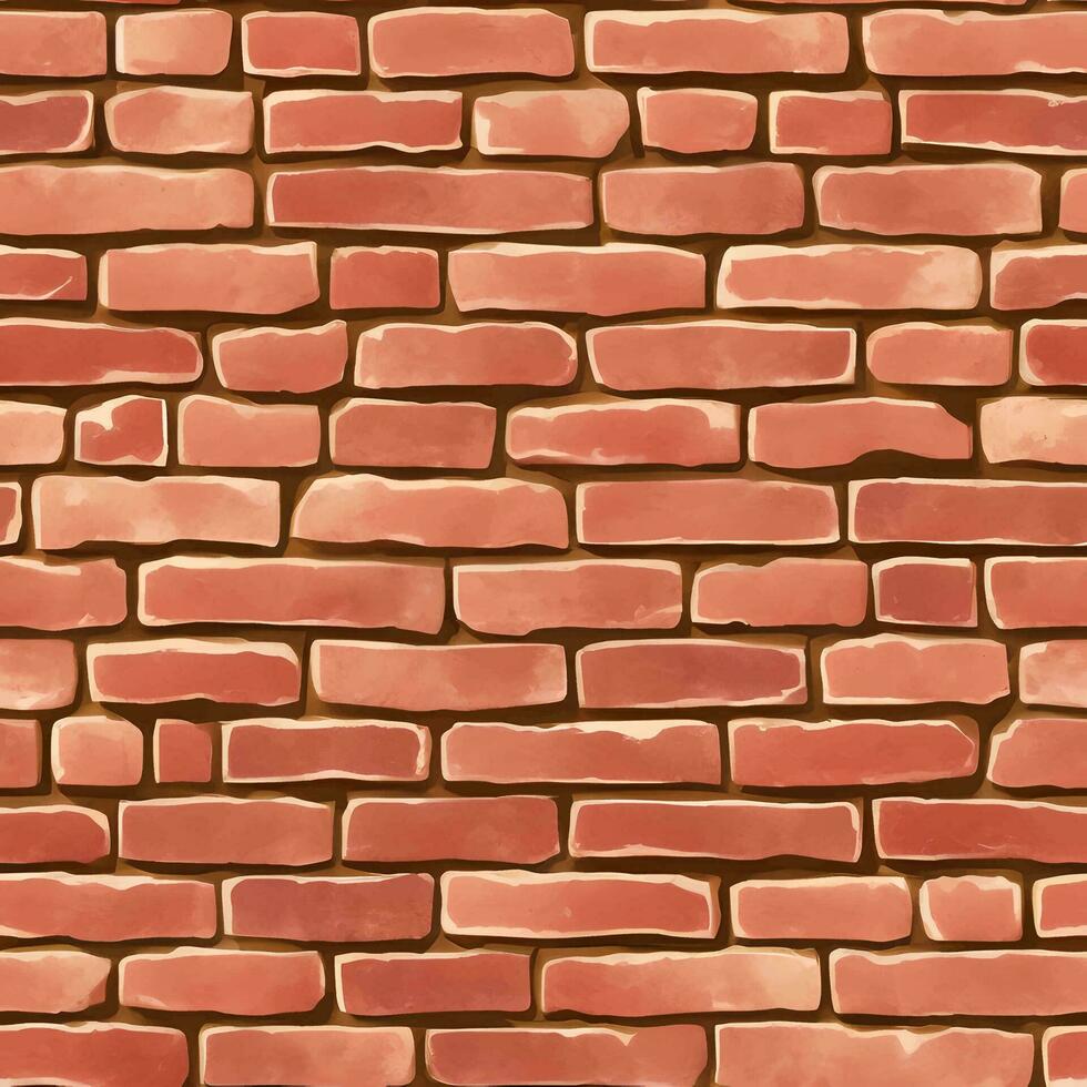 Red Brick Seamless Texture Pattern Isolated Detailed Hand Drawn Painting Illustration vector