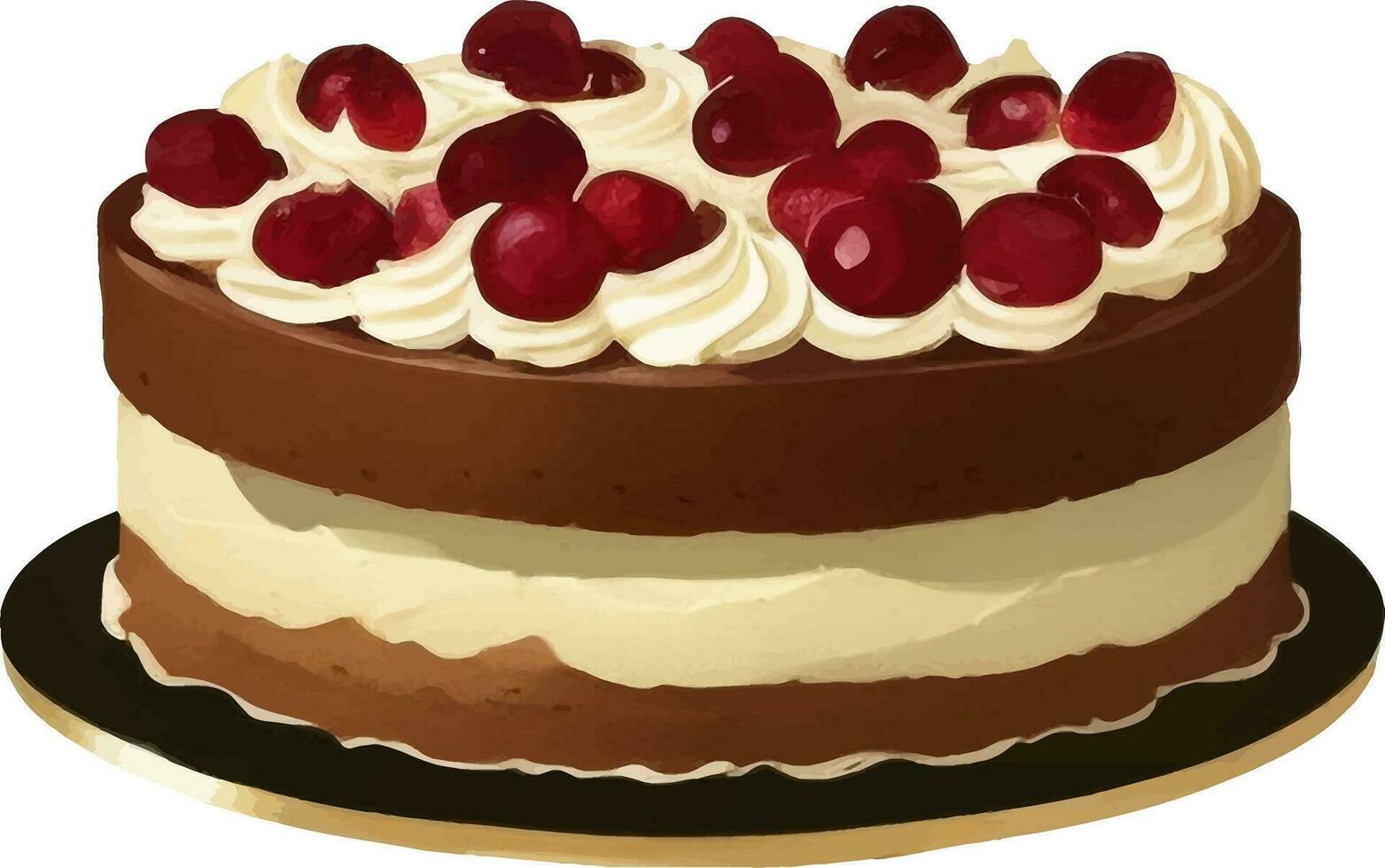 delicioso celebracion chocolate pastel con crema detallado hermosa mano dibujado vector ilustración