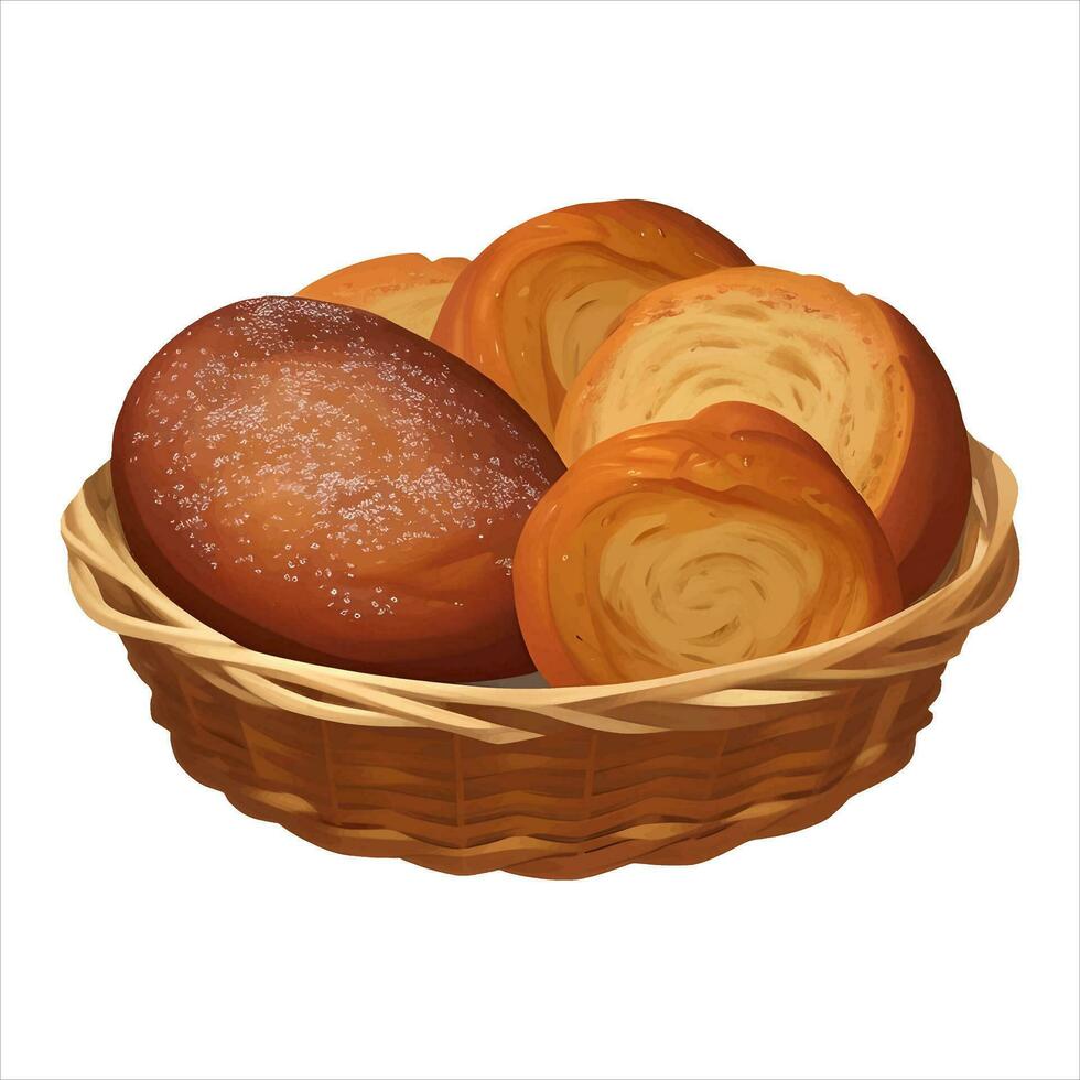 Cesta de mimbre con panes, la cesta de pan panadería, pan, productos  horneados, comida, horneando png