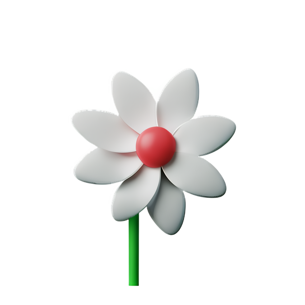 white flower 3d rendering icon illustration png