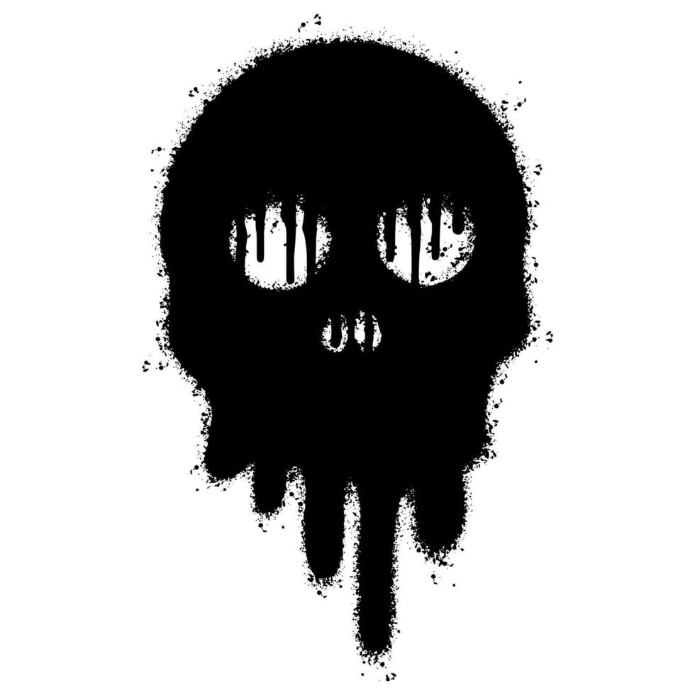 Spray Painted Graffiti skull icon Sprayed isolated with a white background. graffiti skull symbol with over spray in black over white. vector