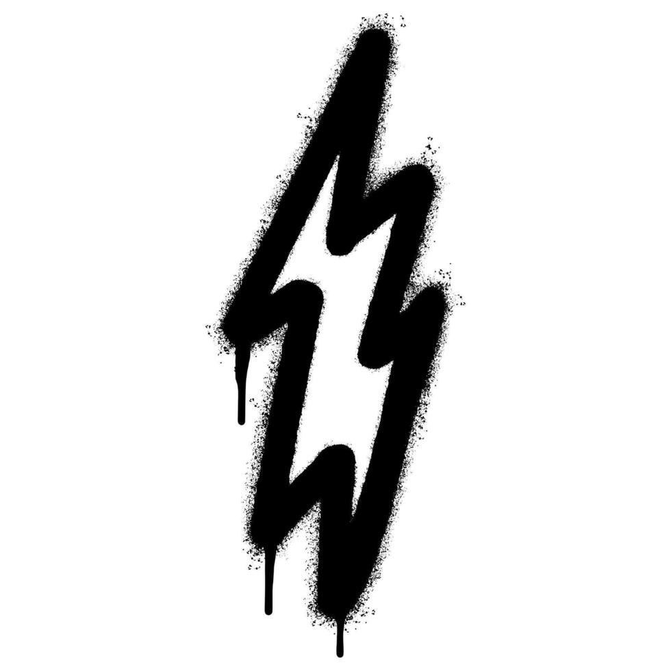 Spray Painted Graffiti electric lightning bolt symbol Sprayed isolated with a white background. graffiti electric lightning bolt icon with over spray in black over white. vector