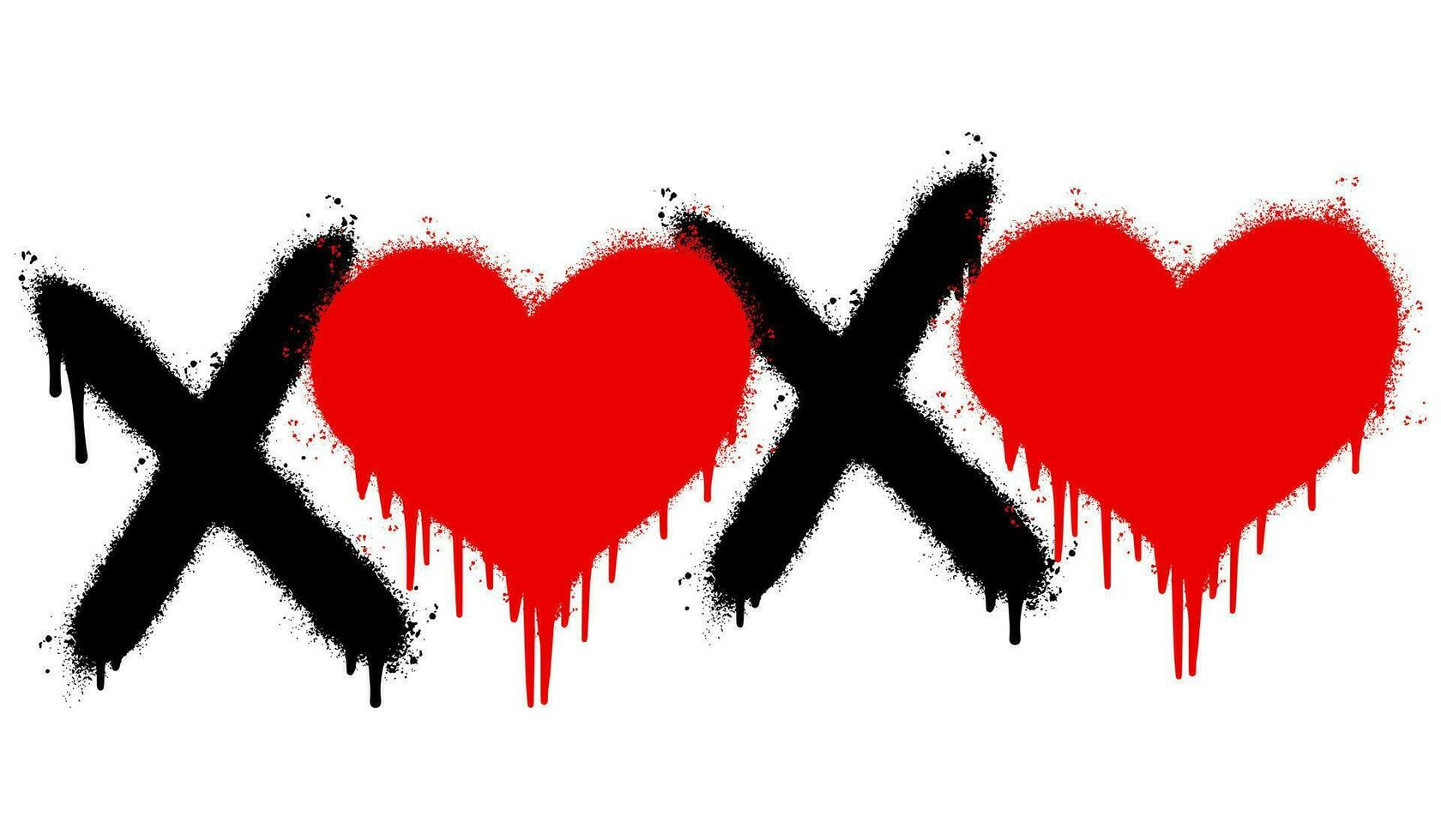 Spray Painted Graffiti xoxo Word Sprayed isolated with a white background. graffiti font xoxo with over spray in black over white. vector