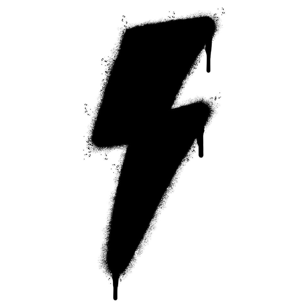 Spray Painted Graffiti electric lightning bolt symbol Sprayed isolated with a white background. graffiti electric lightning bolt icon with over spray in black over white. vector