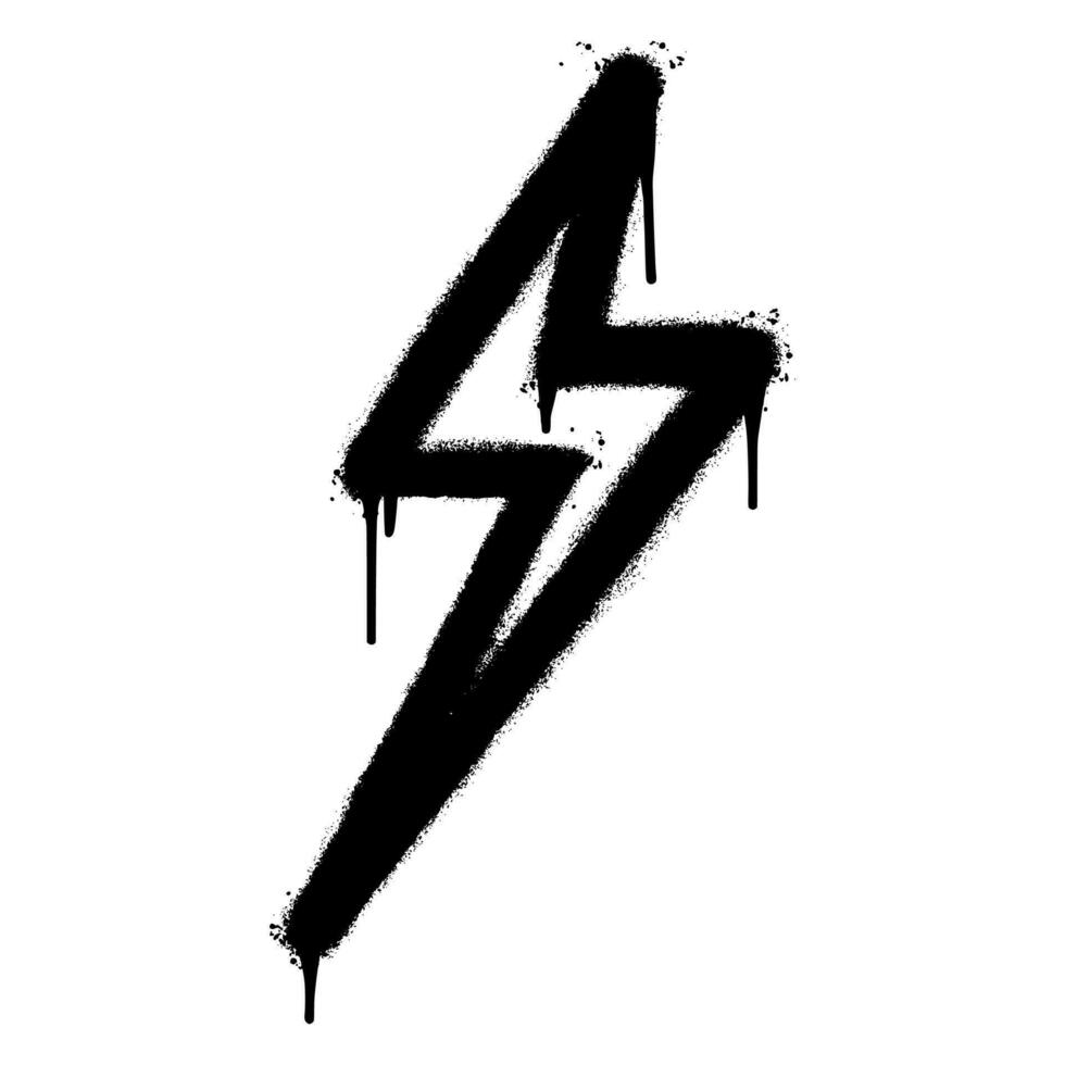 Spray Painted Graffiti electric lightning bolt symbol Sprayed isolated with a white background. graffiti electric lightning bolt icon with over spray in black over white. vector