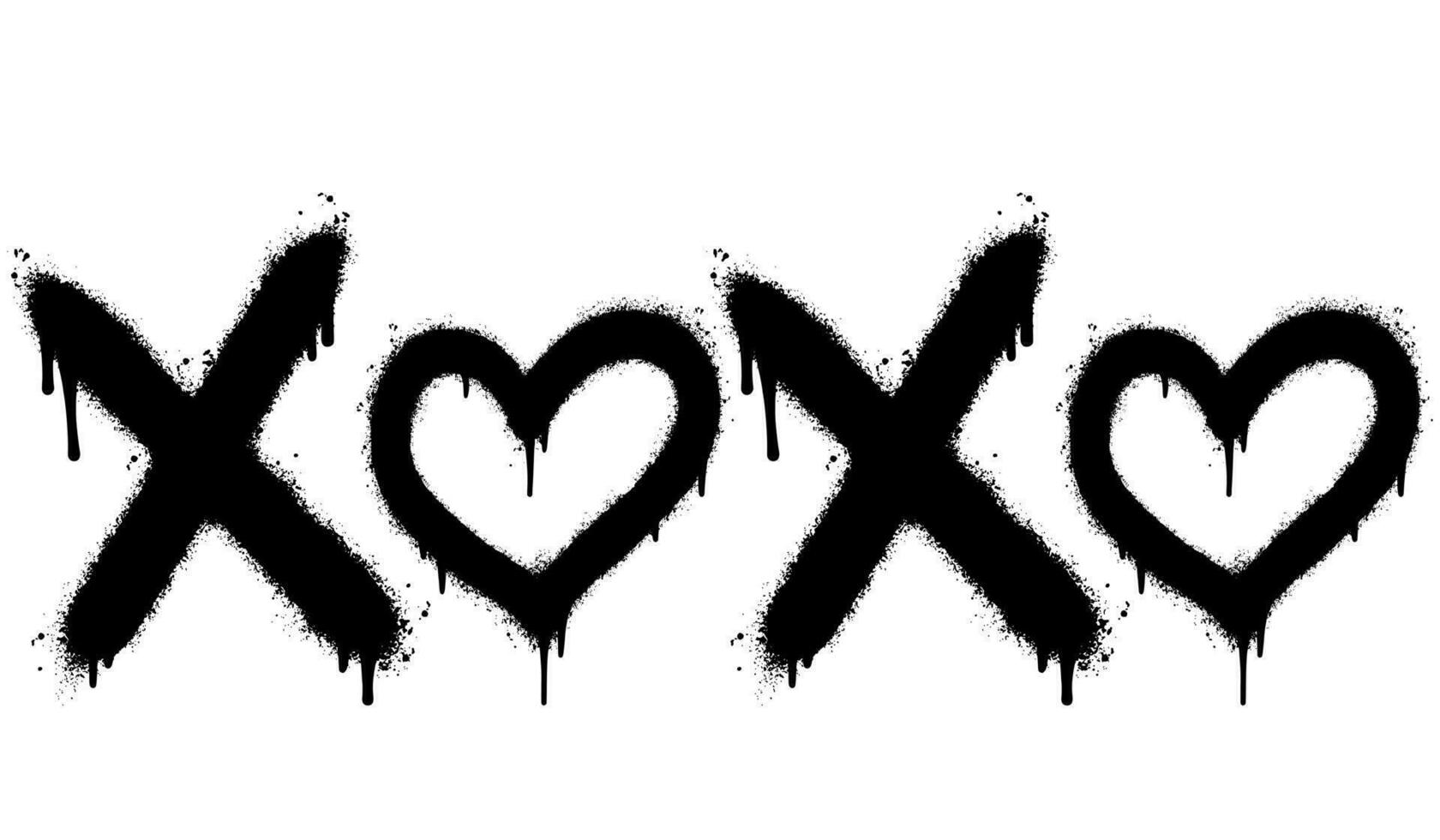 Spray Painted Graffiti xoxo Word Sprayed isolated with a white background. graffiti font xoxo with over spray in black over white. vector