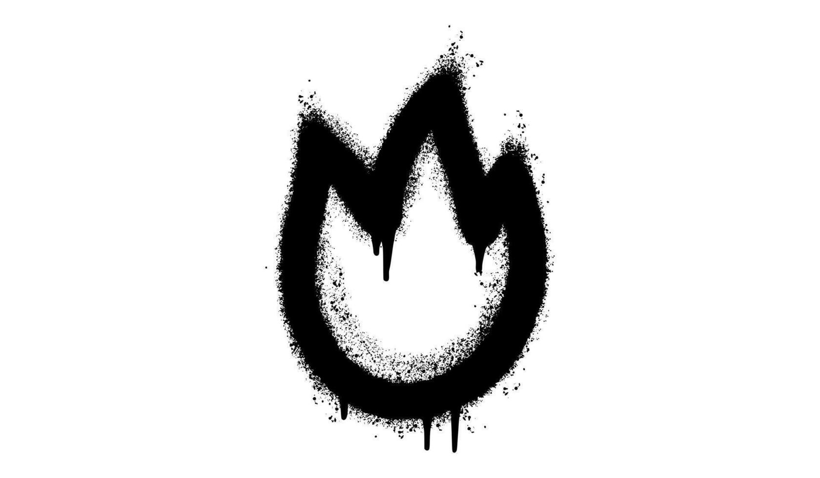 Spray Painted Graffiti Fire flame icon Sprayed isolated with a white background. graffiti Fire flame icon with over spray in black over white. Vector illustration.