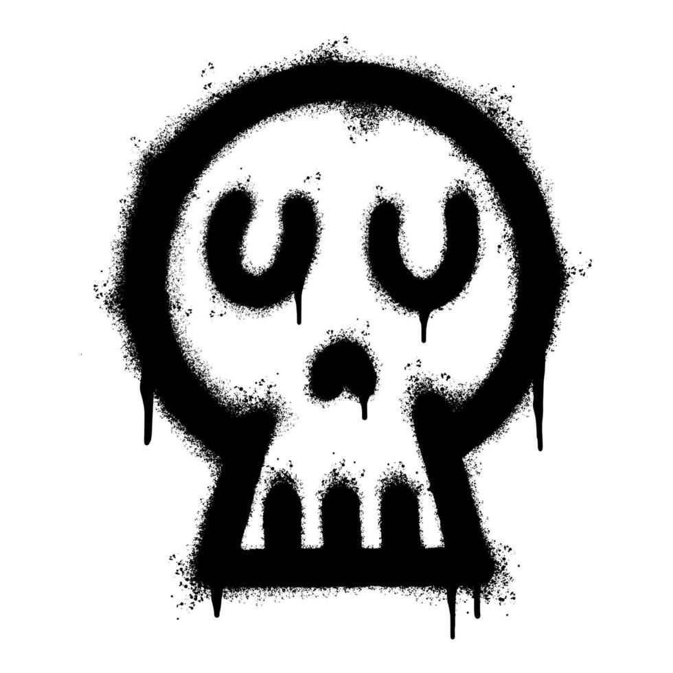 Spray Painted Graffiti skull icon Sprayed isolated with a white background. graffiti skull symbol with over spray in black over white. vector