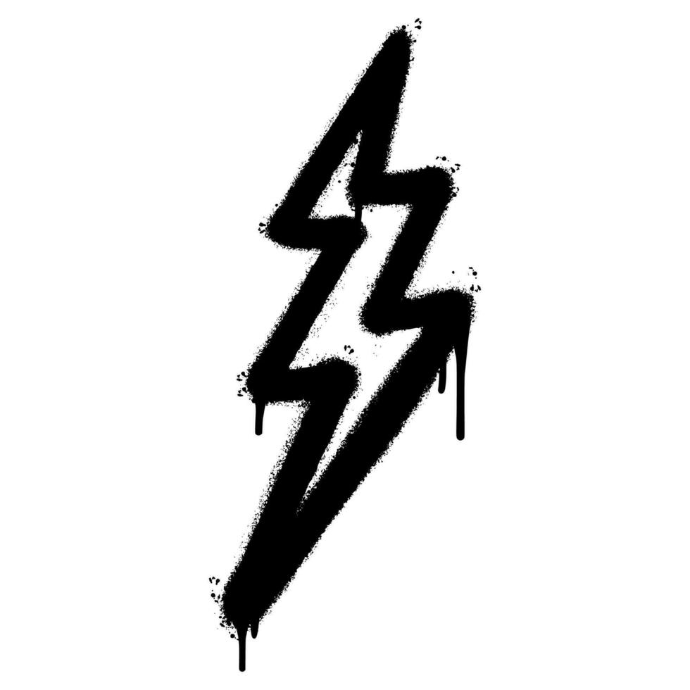 Spray Painted Graffiti electric lightning bolt symbol Sprayed isolated with a white background. graffiti electric lightning bolt icon with over spray in black over white. vector