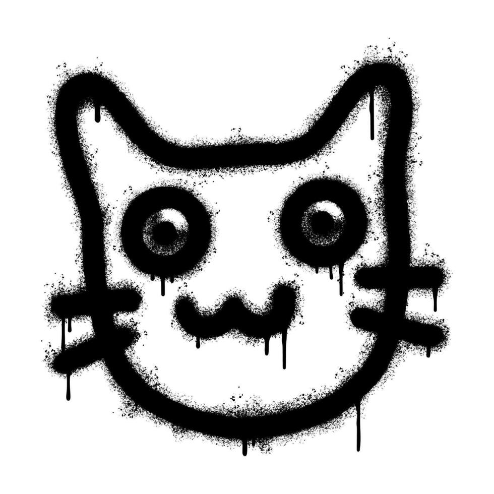 Spray Painted Graffiti Cat icon isolated on white background. vector illustration.